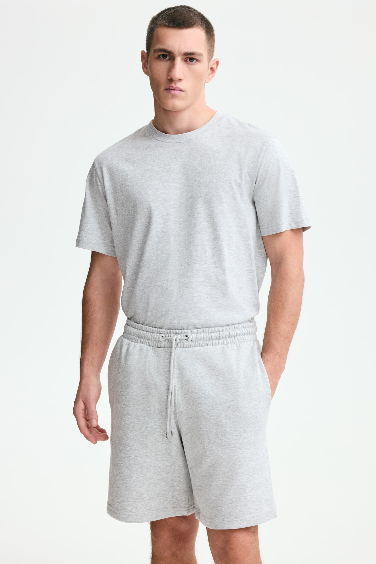 Regular Fit Shorts - Light grey marl/Black/Dark brown - 7