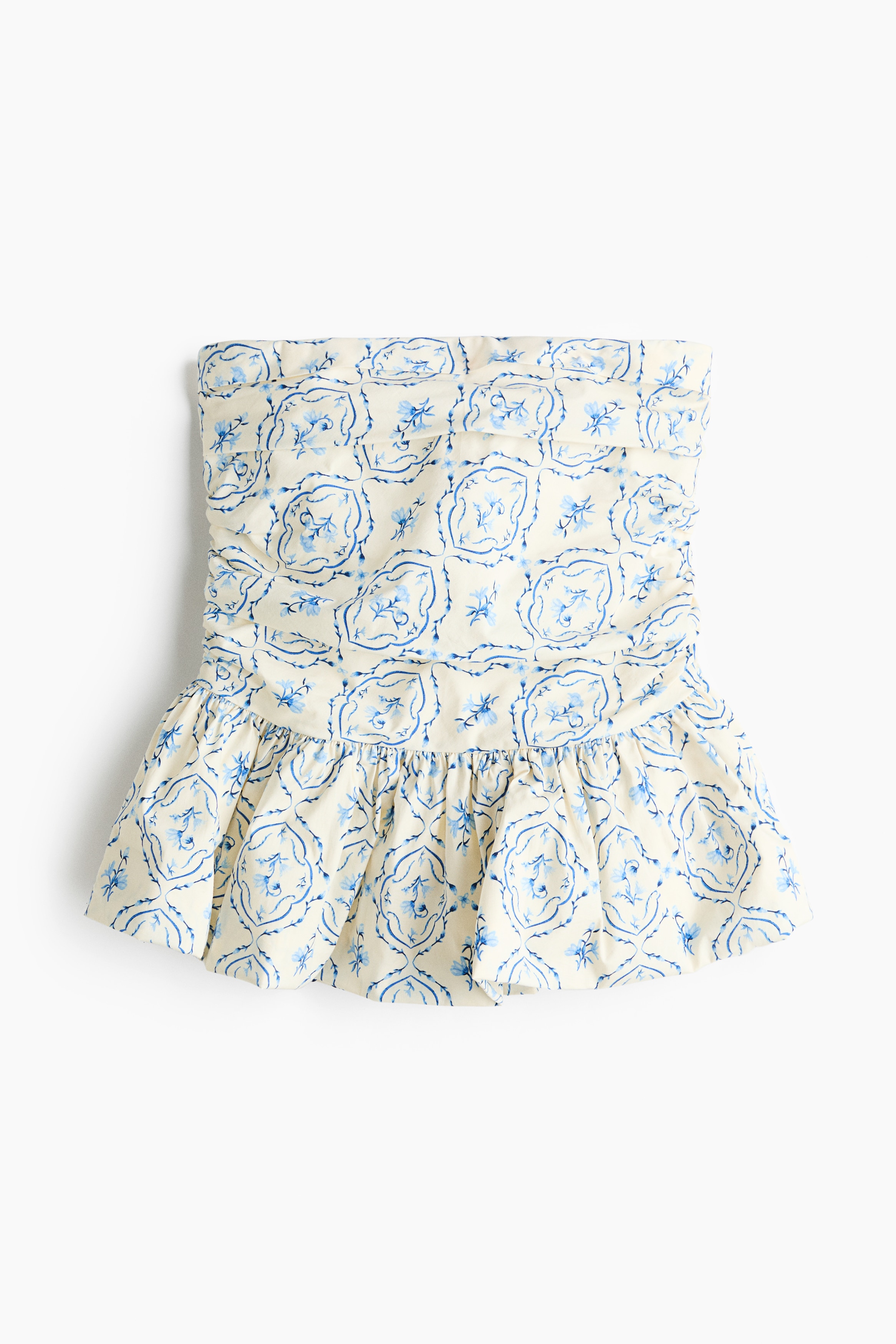 Top caicai com peplum - Bege claro/Floral