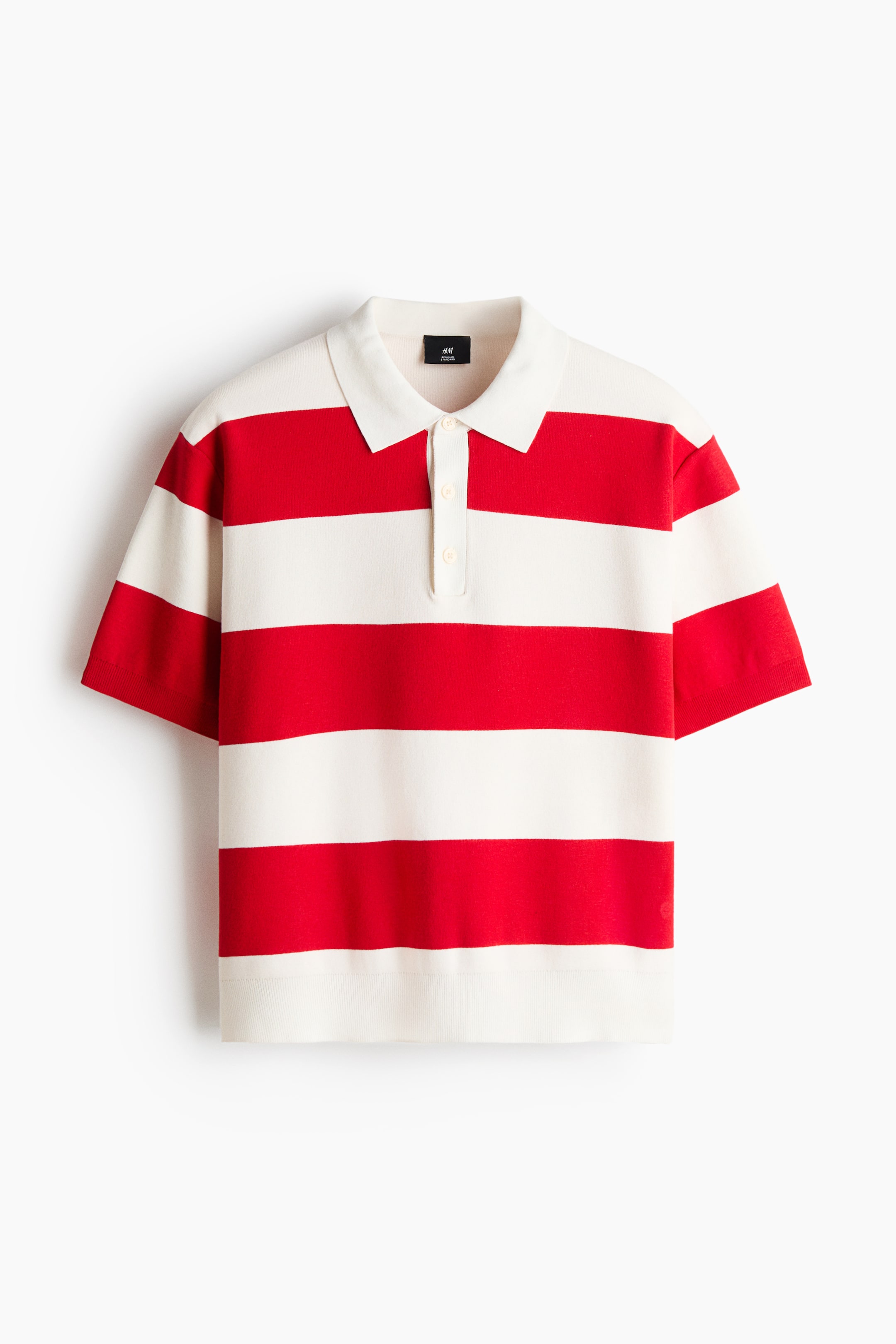 View larger image: Regular-Fit Polo Shirt - Bright red/striped - Men | H&M US 1