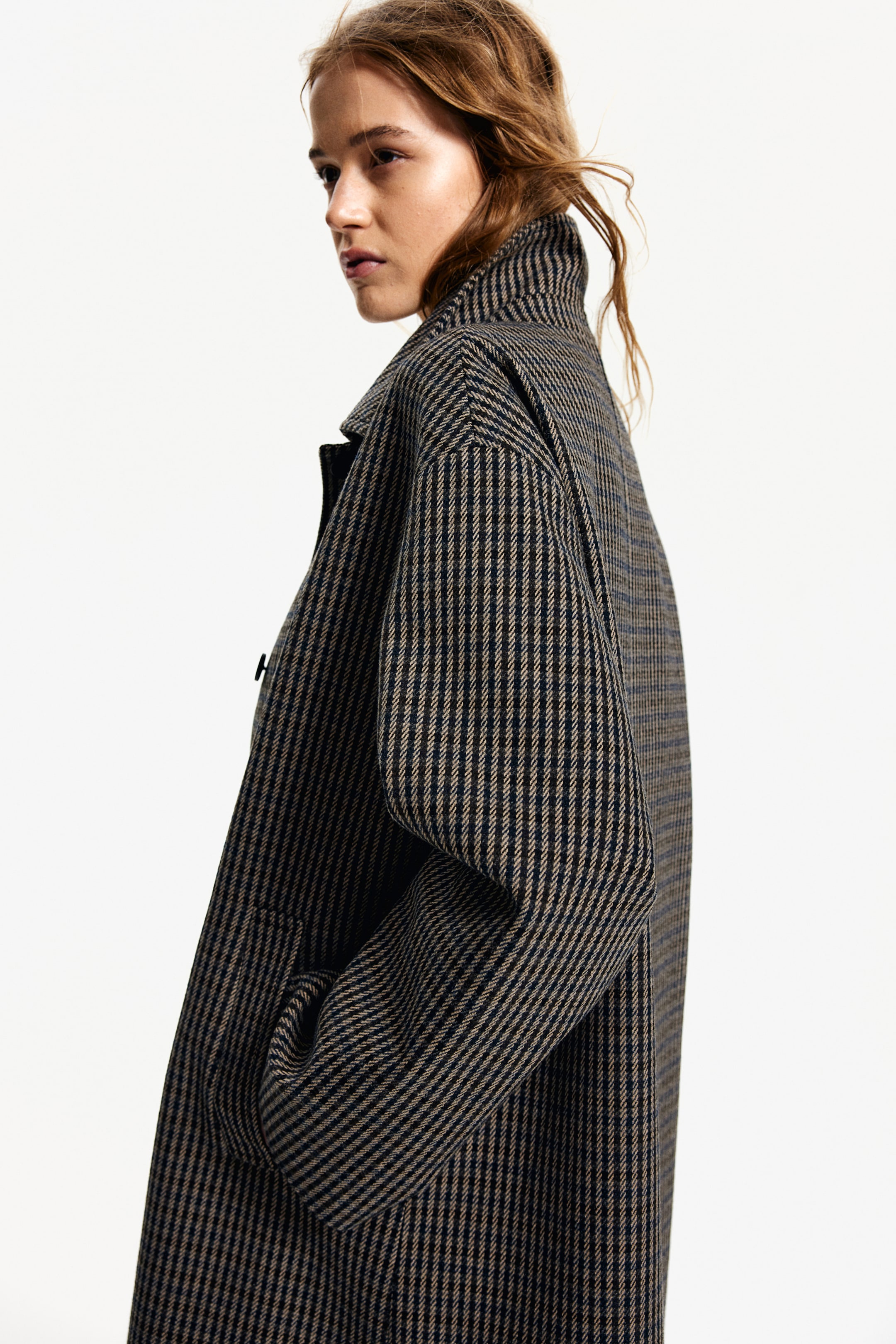 Wool-Blend Maxi Coat - Taupe/checked - Ladies | H&M US