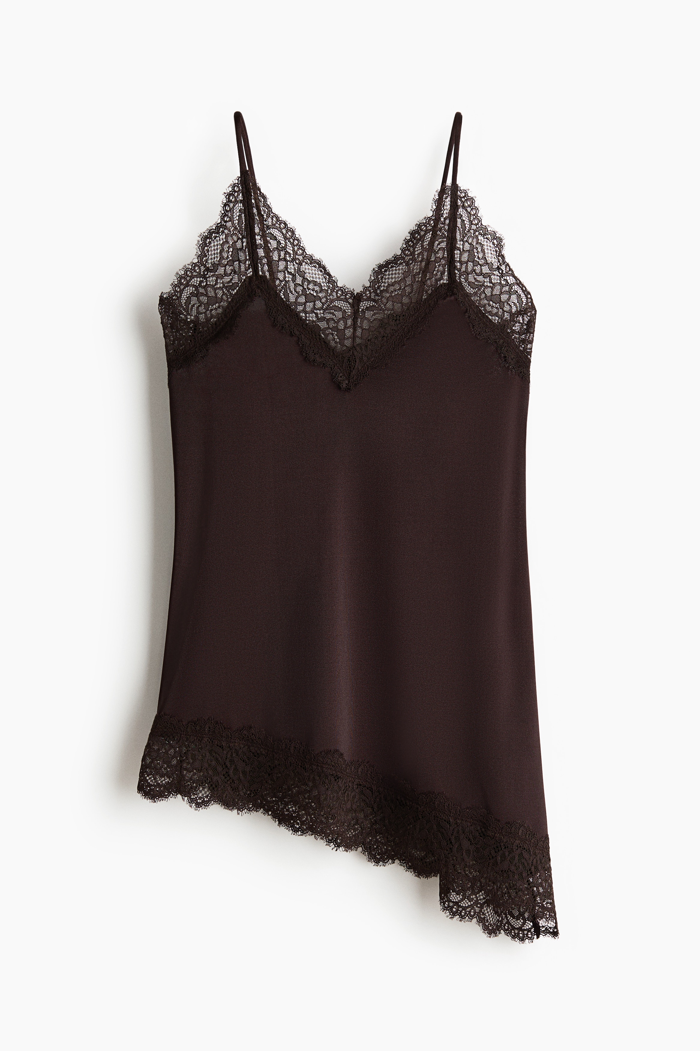 Lace-trimmed strappy top - Dark brown