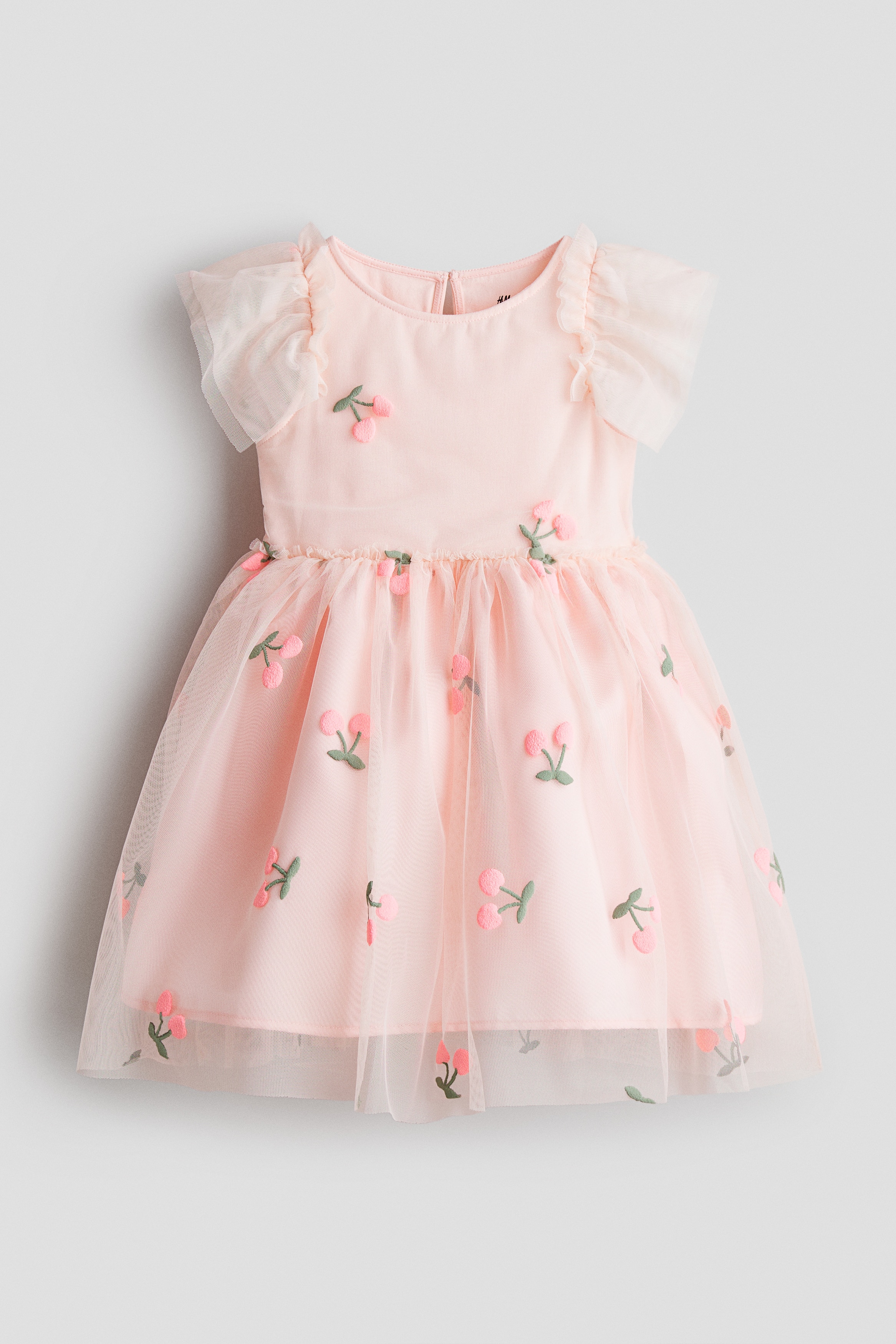 Light pink/cherries Printed Tulle Dress for kids | H&M US