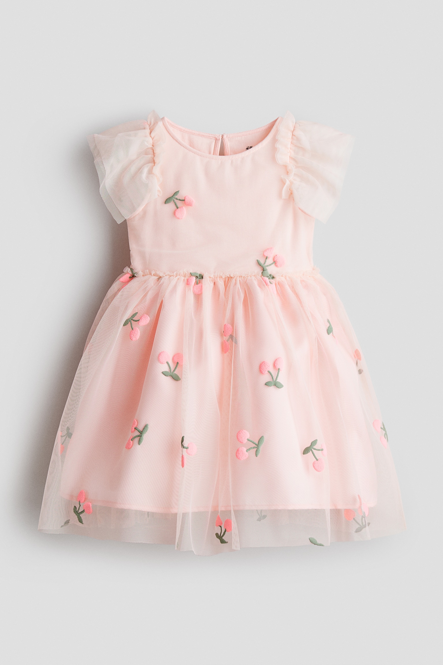 Vestido de tul con diseño - Rosa claro/Cerezas