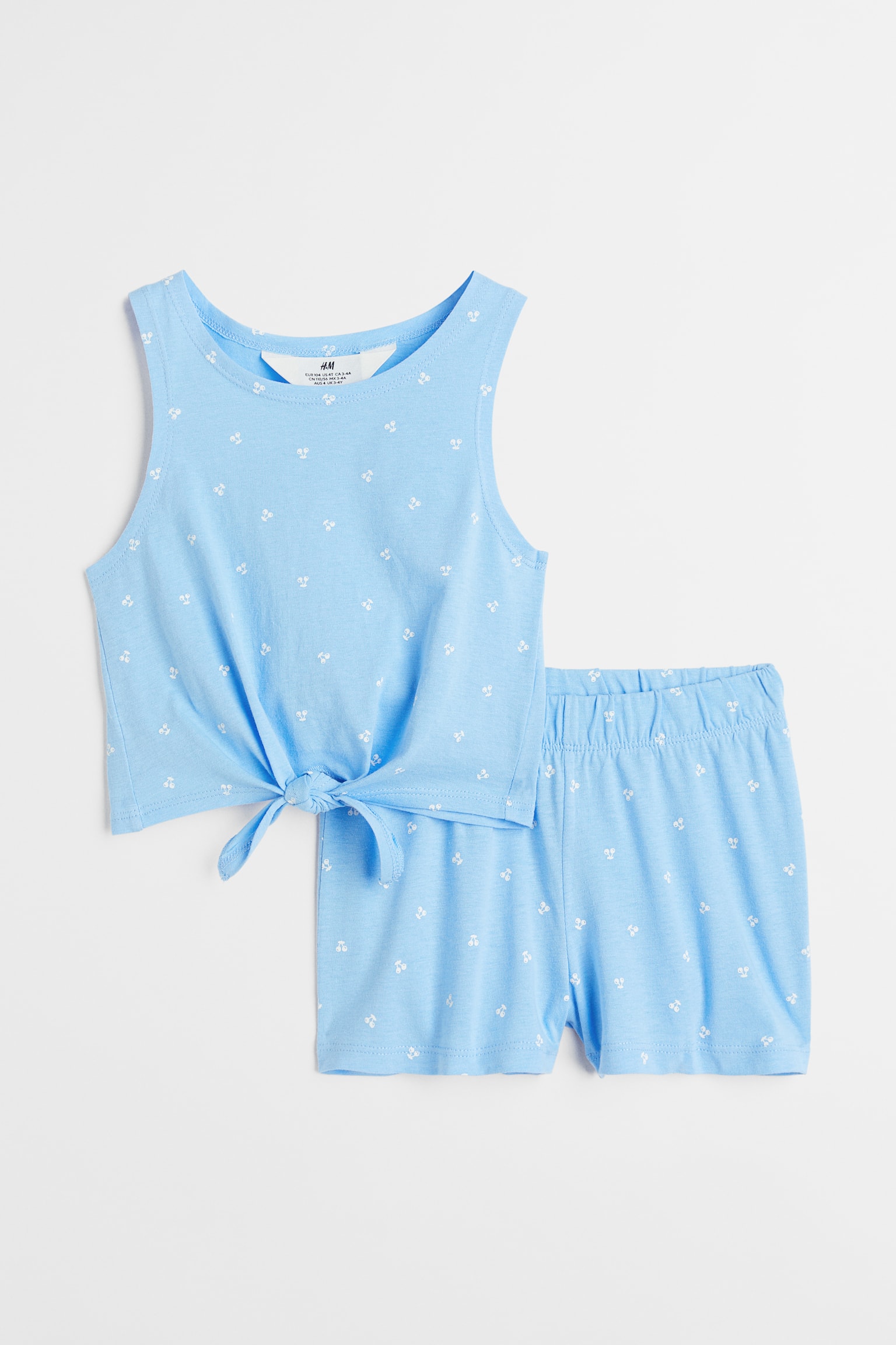 2-piece cotton set - Light blue/Cherries