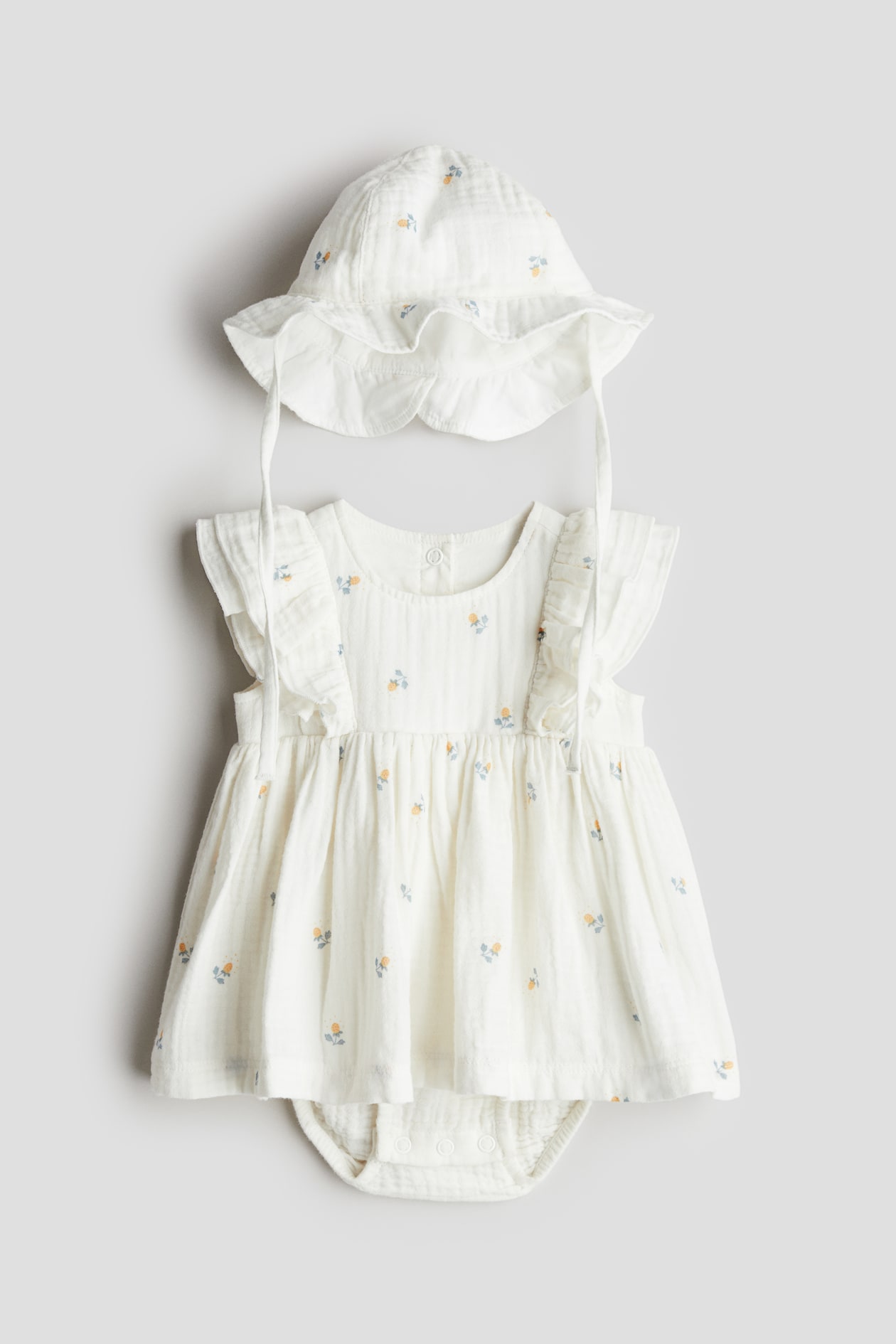 Ensemble 2 pièces en mousseline à motif - Blanc/fleuri - ENFANT | H&M FR