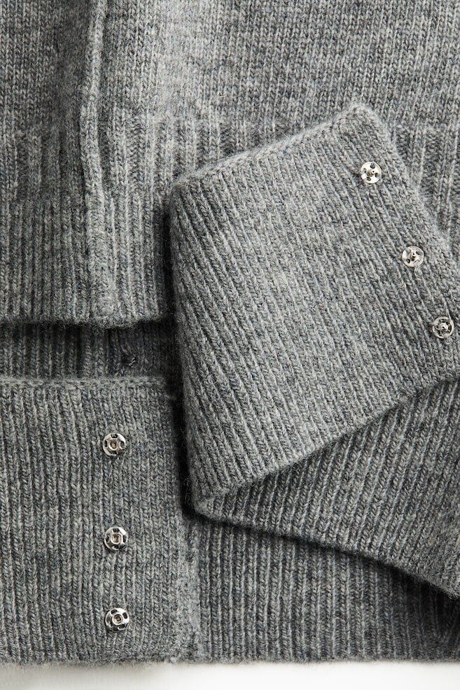 Wool Cardigan - Gray melange - 4