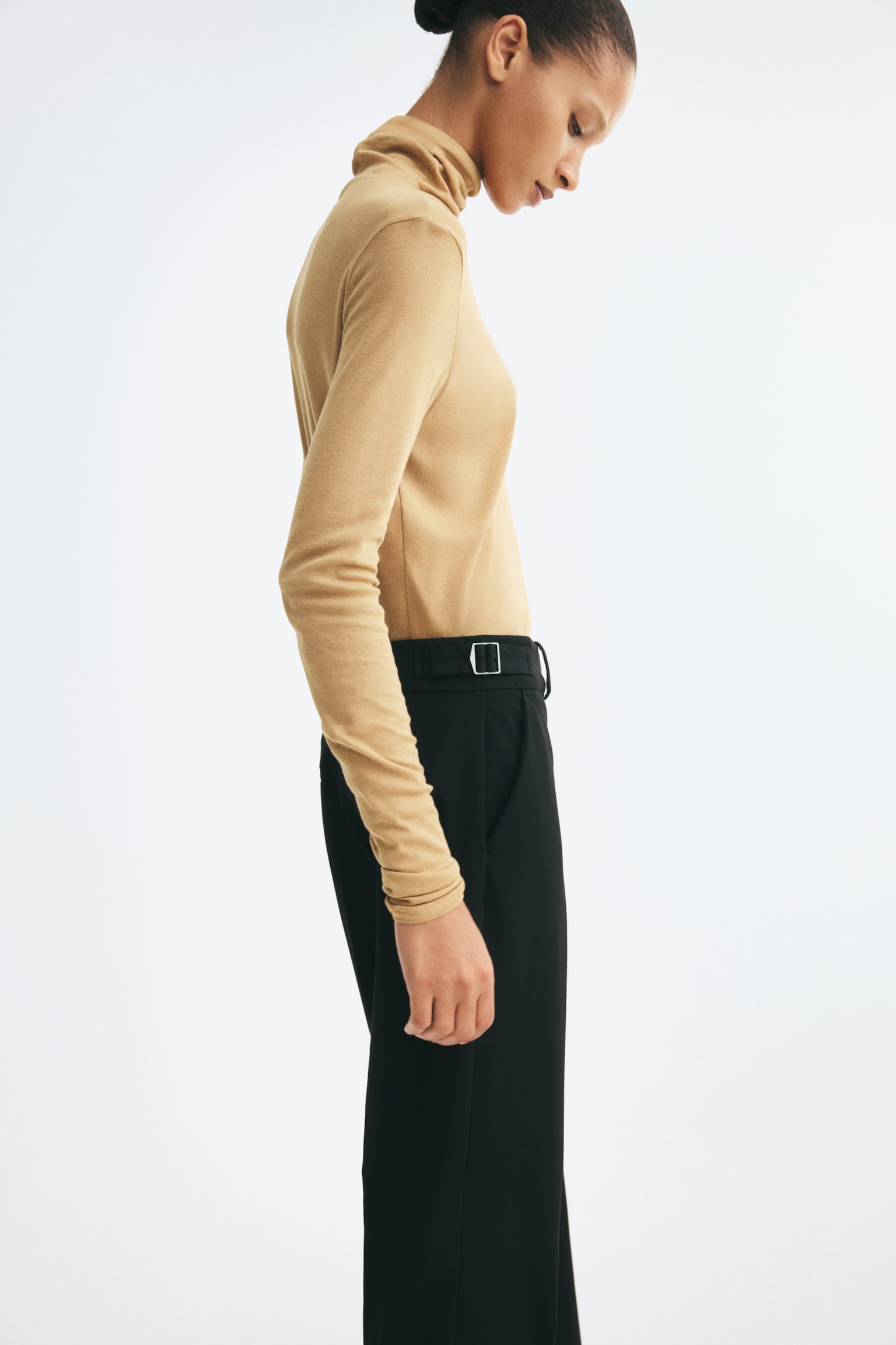 Женские брюки H&M Straight-Leg Twill, цвет: Чёрный — фото 4