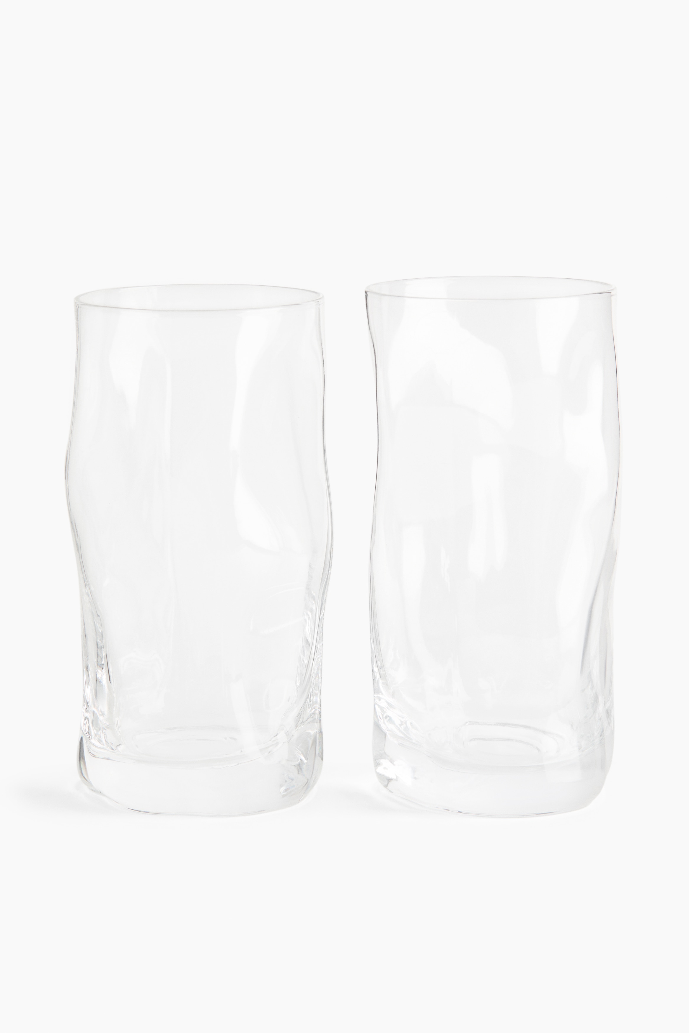 2-Pack Sculptural Glass Tumblers - Transparent