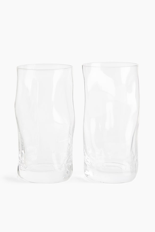 2-Pack Sculptural Glass Tumblers - Transparent - 1