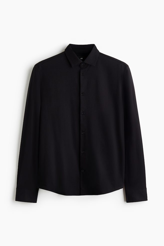 Four-Way Stretch Slim Fit Shirt - Black/White/Light blue - 1