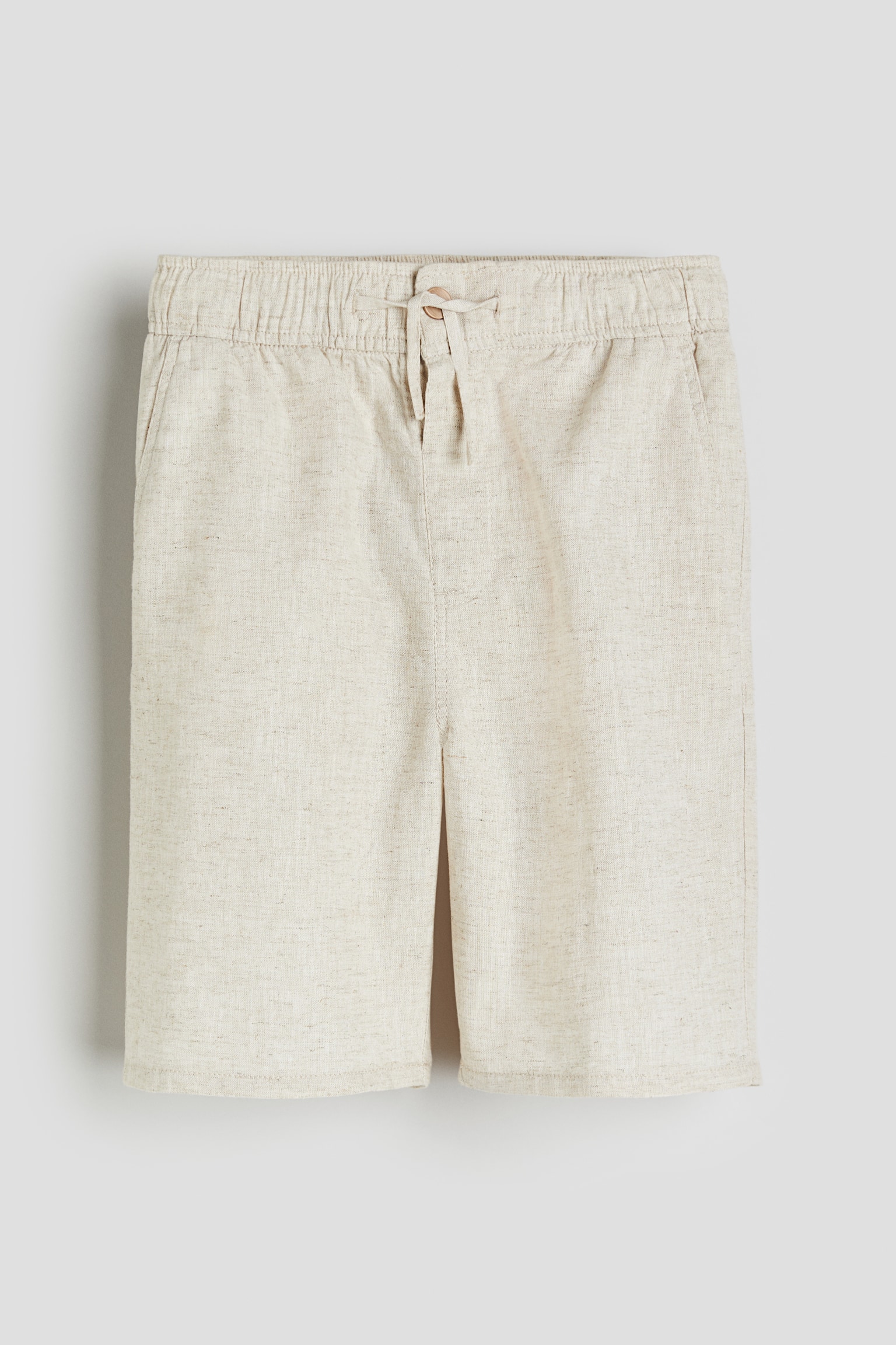 Linen-blend shorts - Light beige - 1