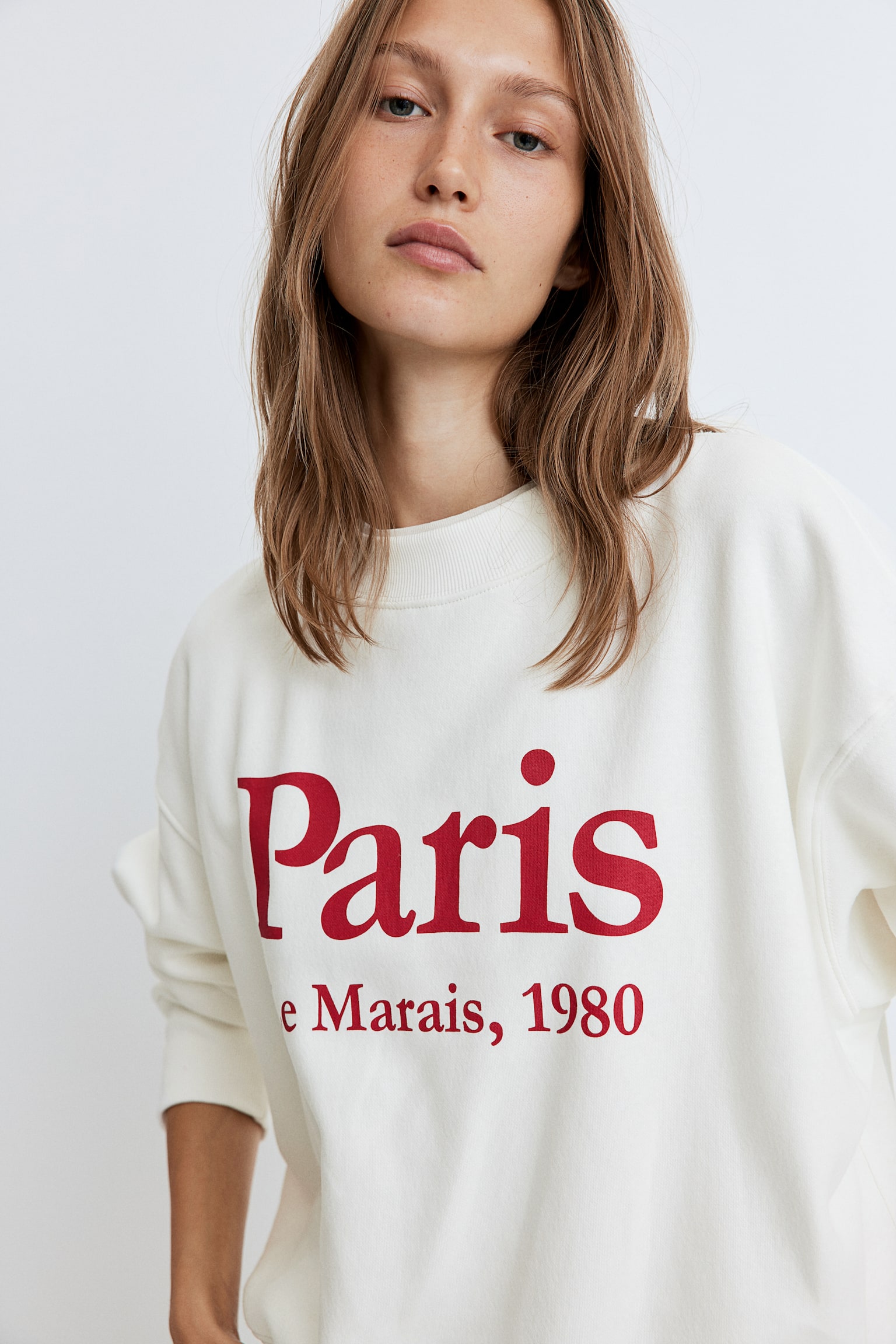 Text-motif sweatshirt - White/Paris/Dark teal - 1