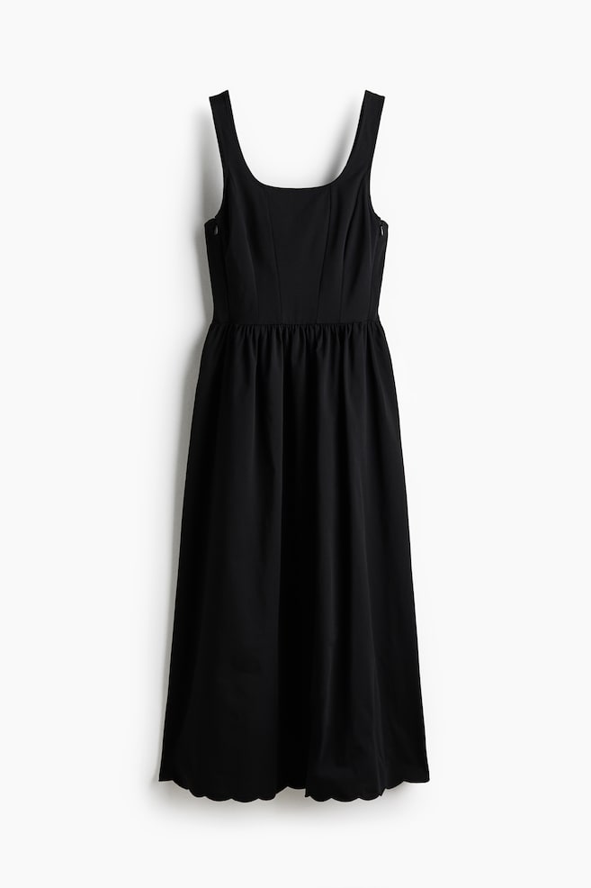 MAMA Flared-Skirt Nursing Dress - Black - 1