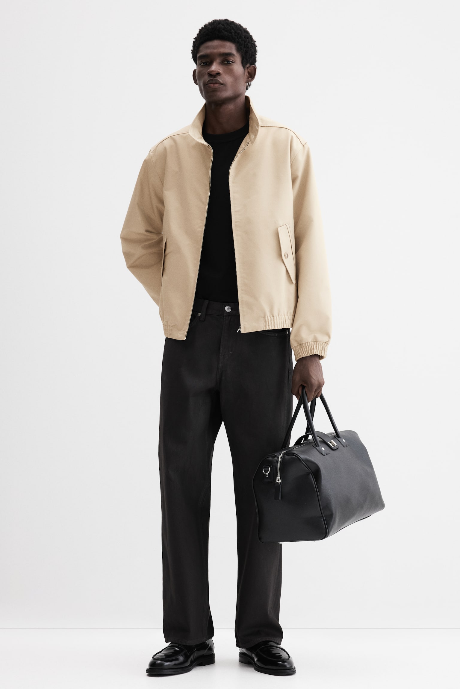 Áo khoác Loose Fit cổ phễu - Màu be - 7