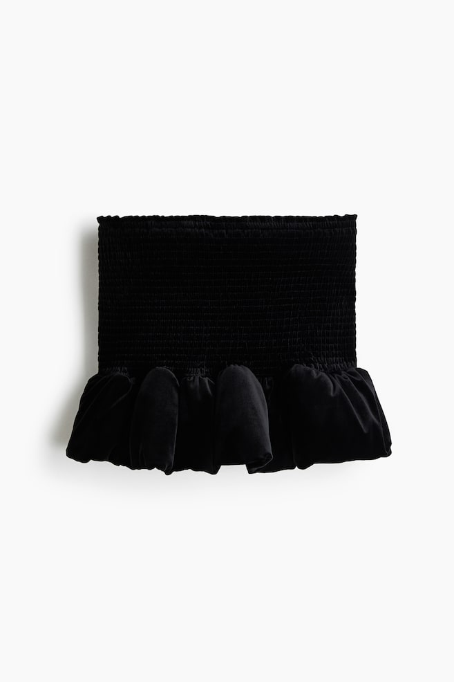 Falda nido de abeja en velour - Negro/Burdeos - 1