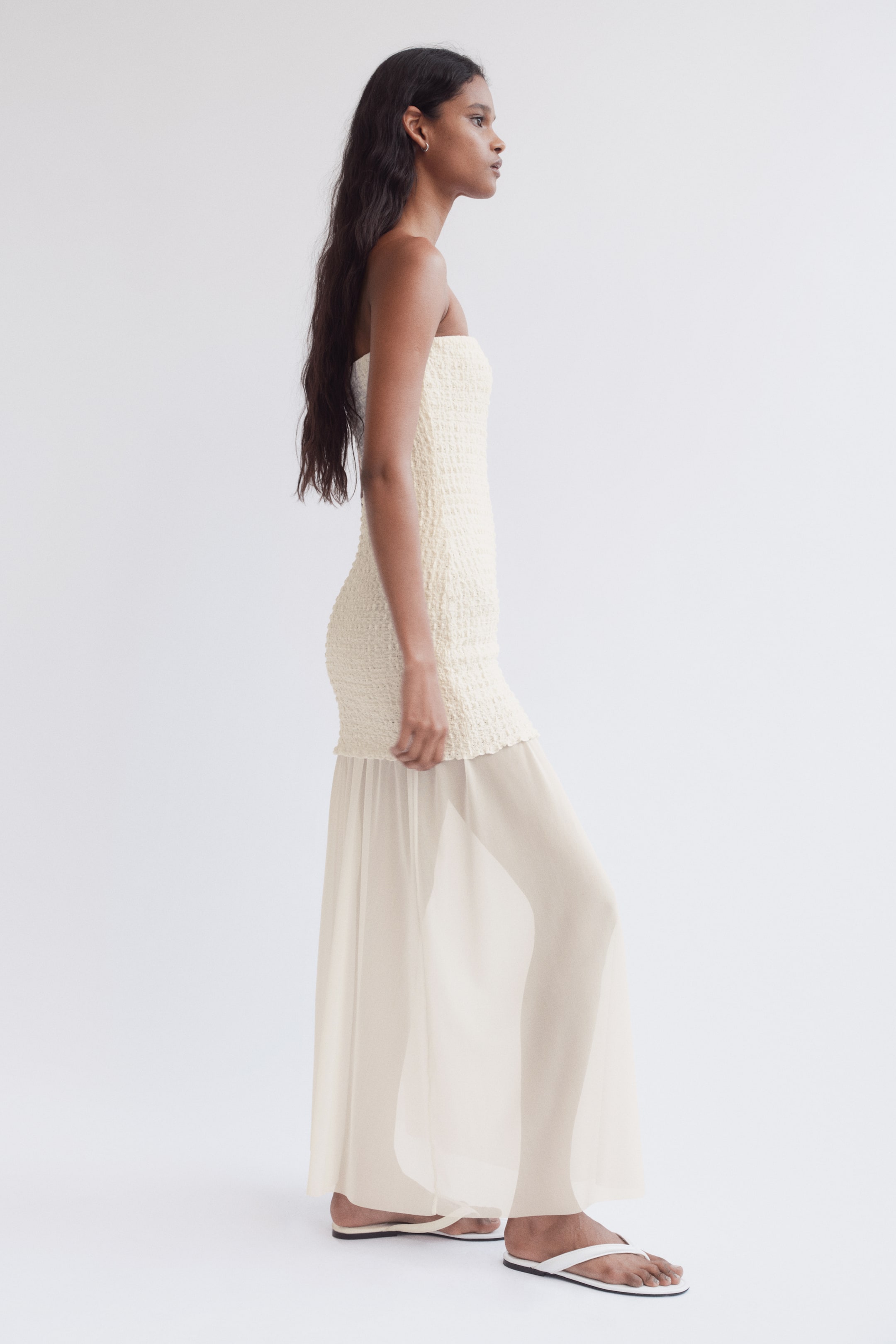 Dual-Fabric Bandeau Dress