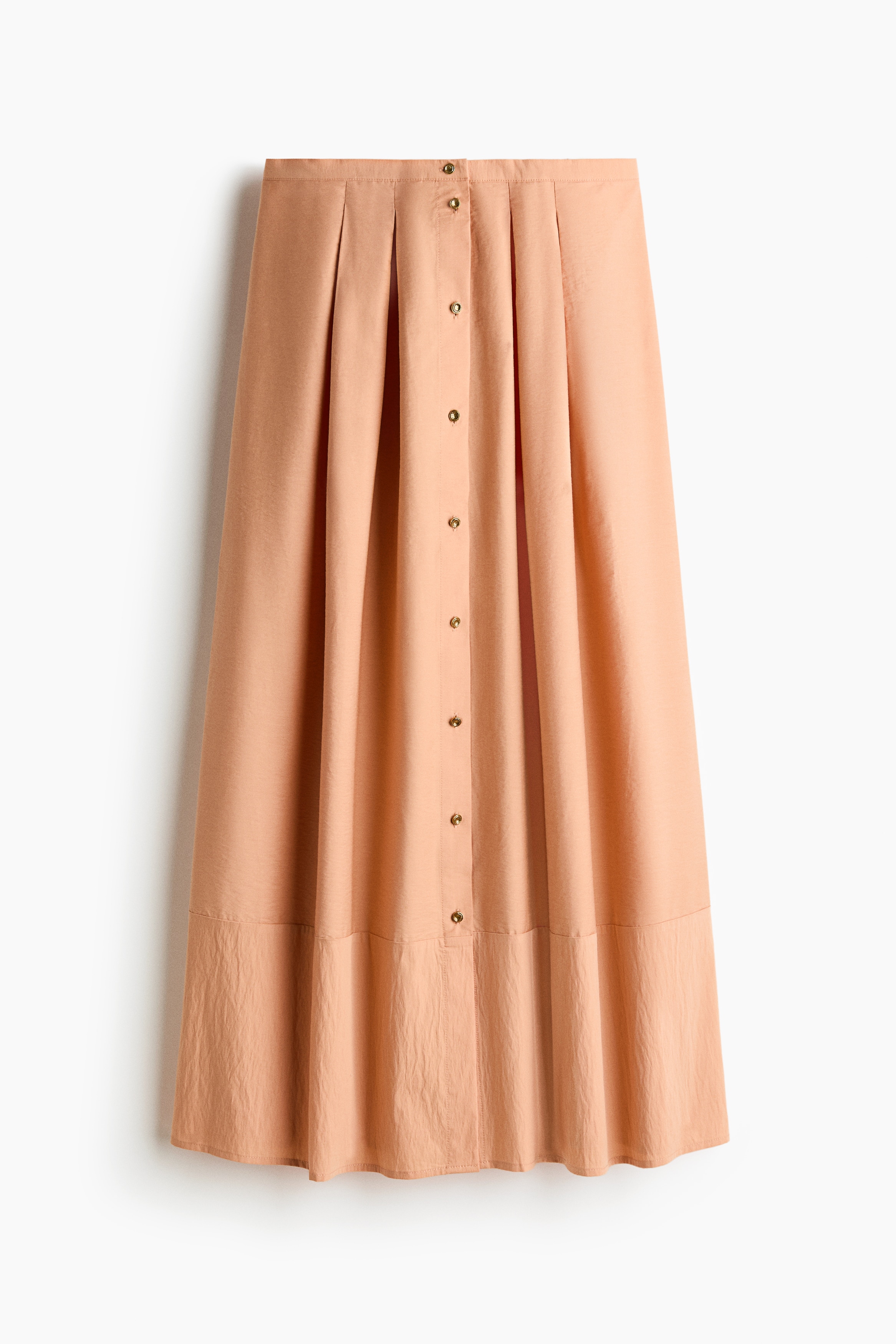 Pleated button-front skirt - Light dusty orange/Light dusty blue