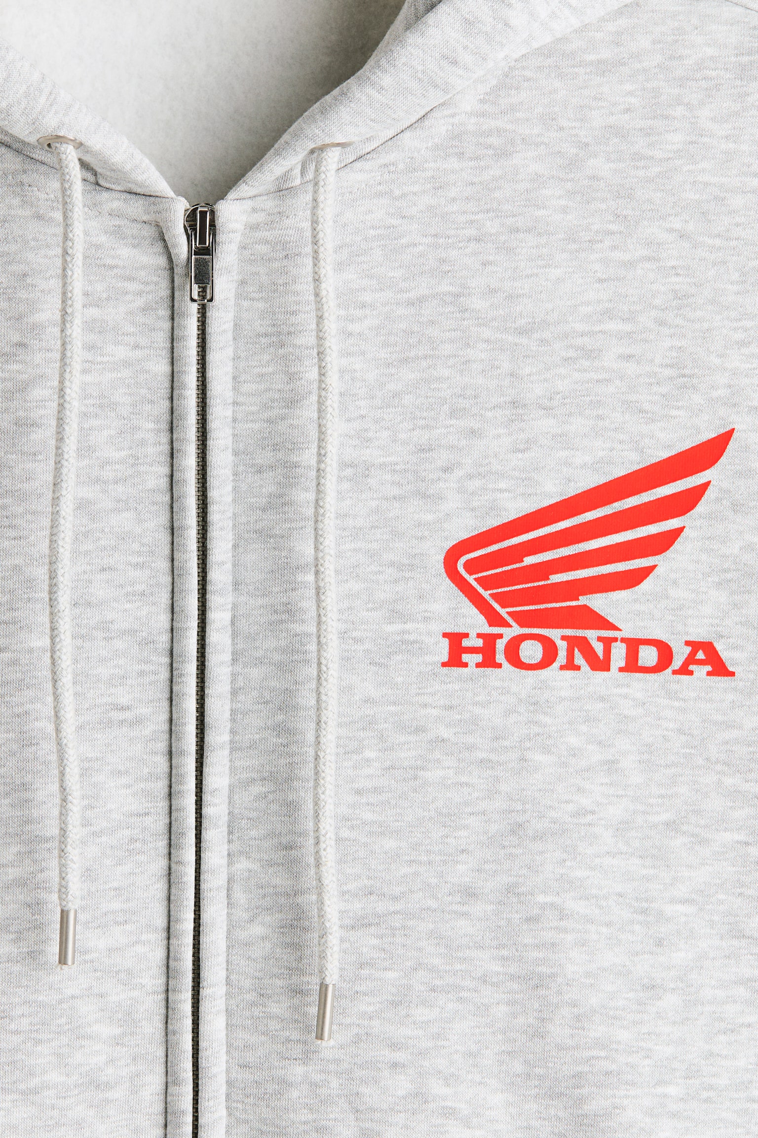 Bunda na zip s kapucí Loose Fit - Světle šedý melír/Honda - 3