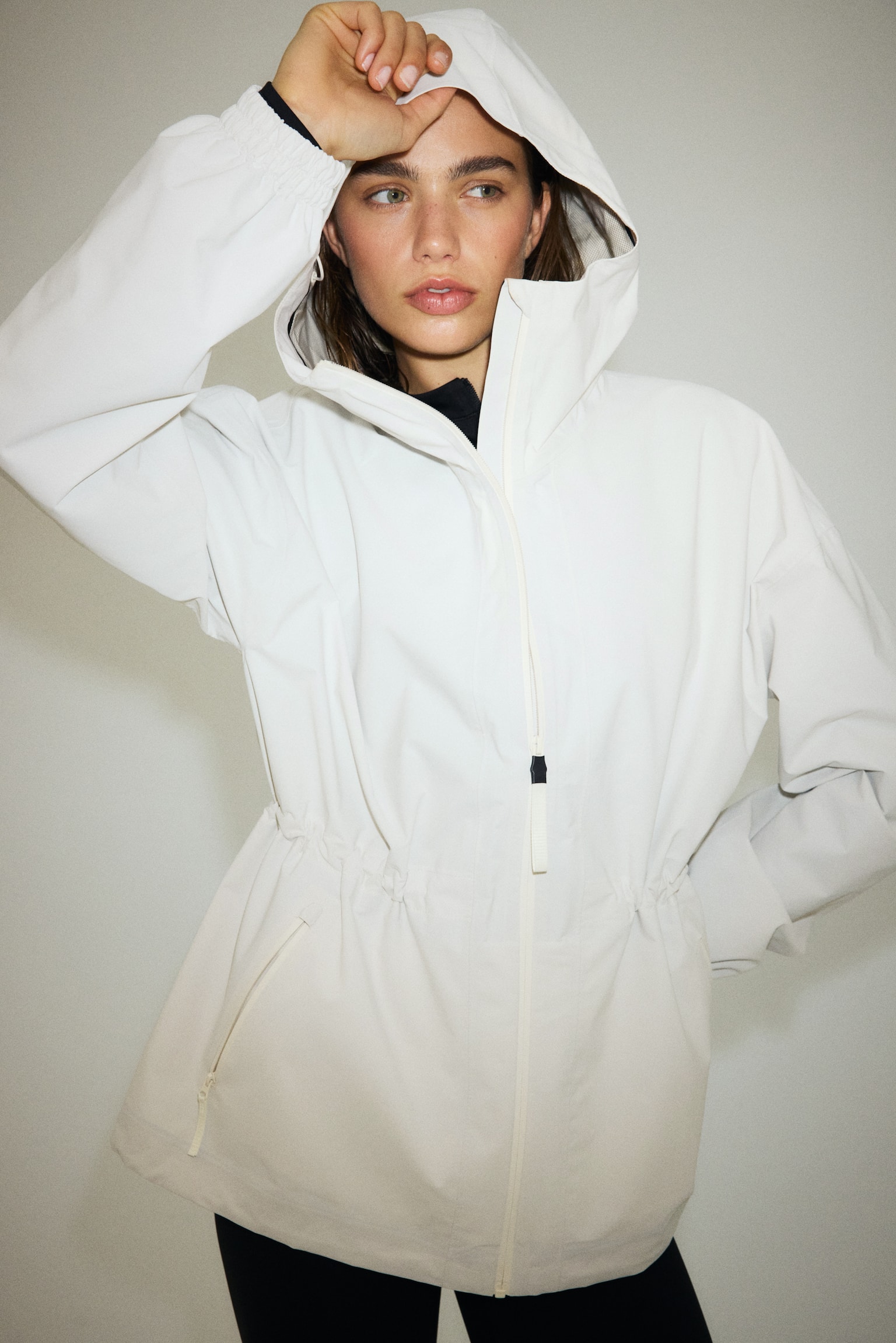 Rain jacket with StormMove™ - White/Black/Beige - 10