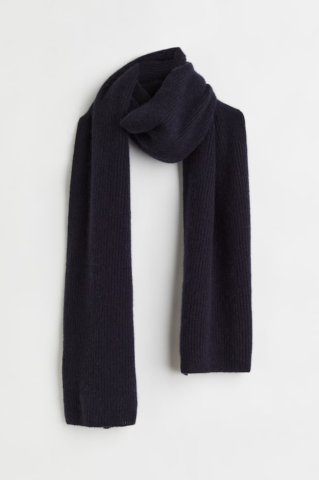 Ribbed cashmere scarf - Dark blue/Black/Grey marl/Beige - 1