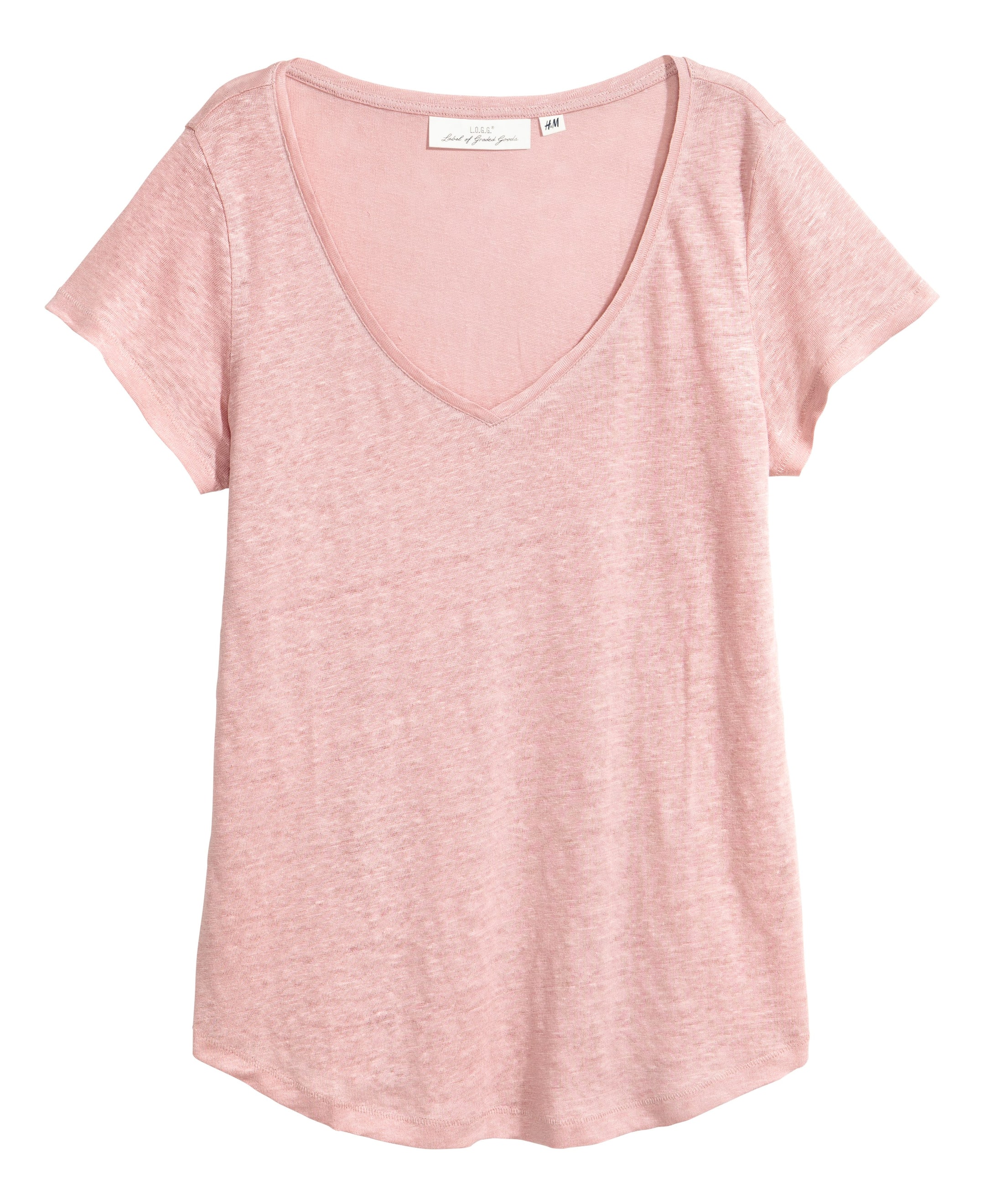 View larger image: V-neck linen top - Light pink - Ladies | H&M CA 1