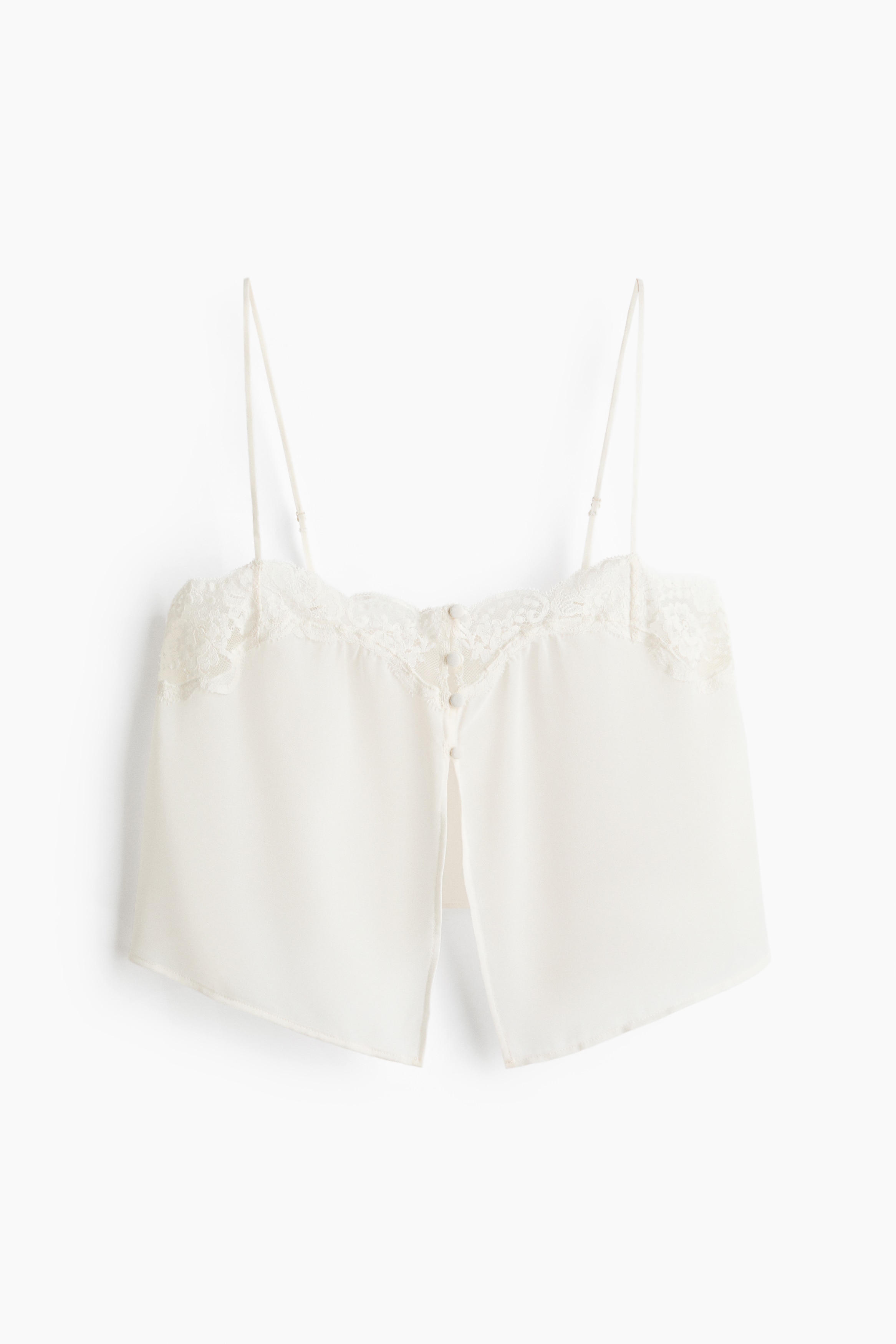 Lace Trim Cami - White/Dark brown/Black