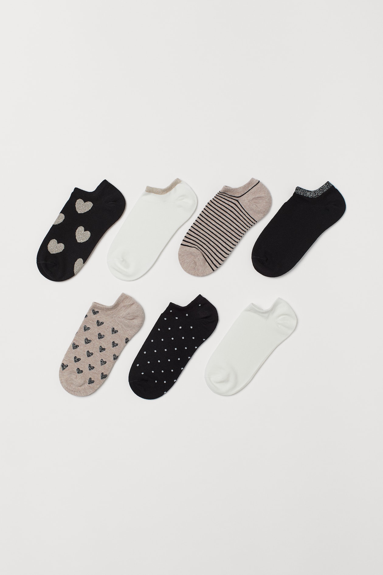 7-pack Ankle Socks - Beige/glittery - Ladies | H&M US