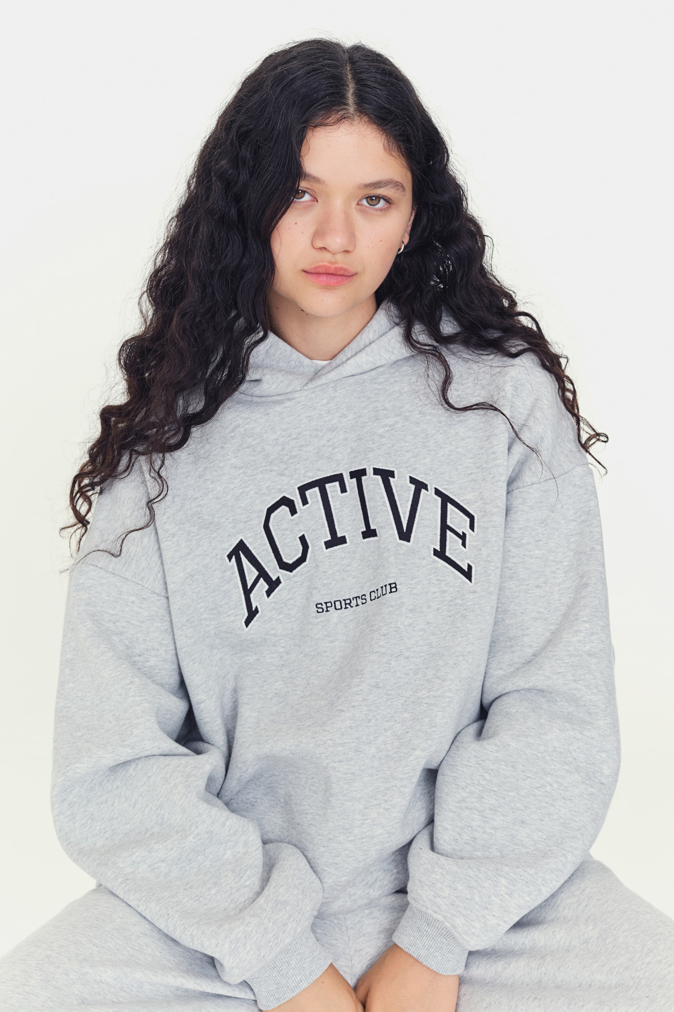 Sportsweater met kap - Oversized Fit - Grijs gemêleerd/Active - DAMES ...