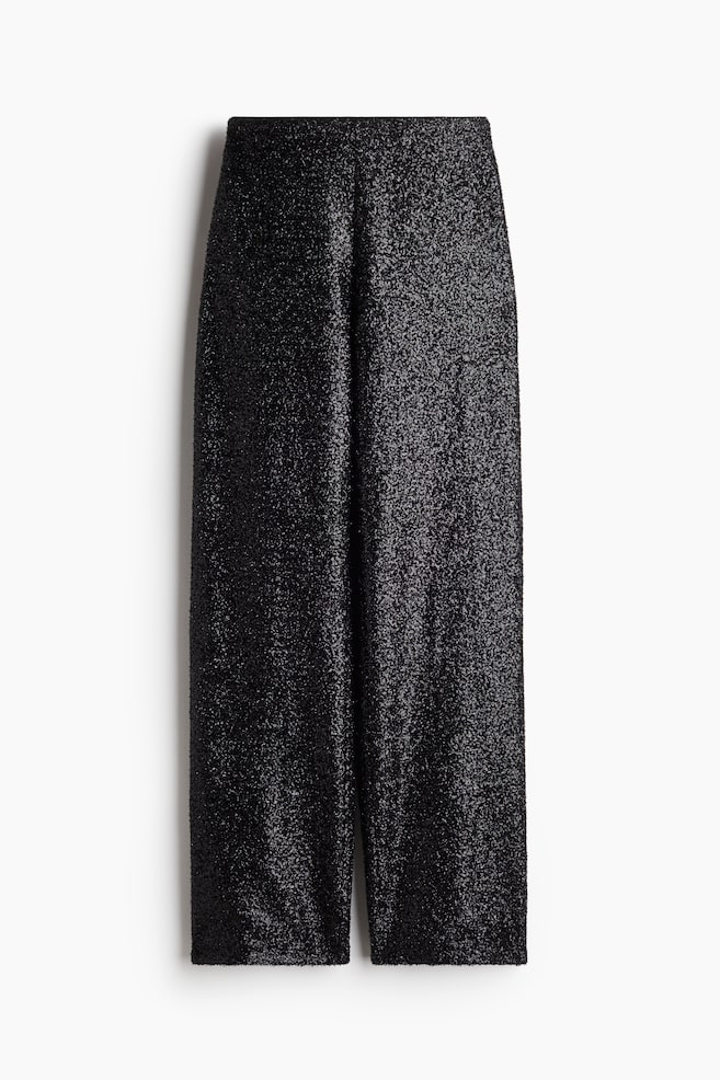 Pantalón recto de lentejuelas - Negro - 1