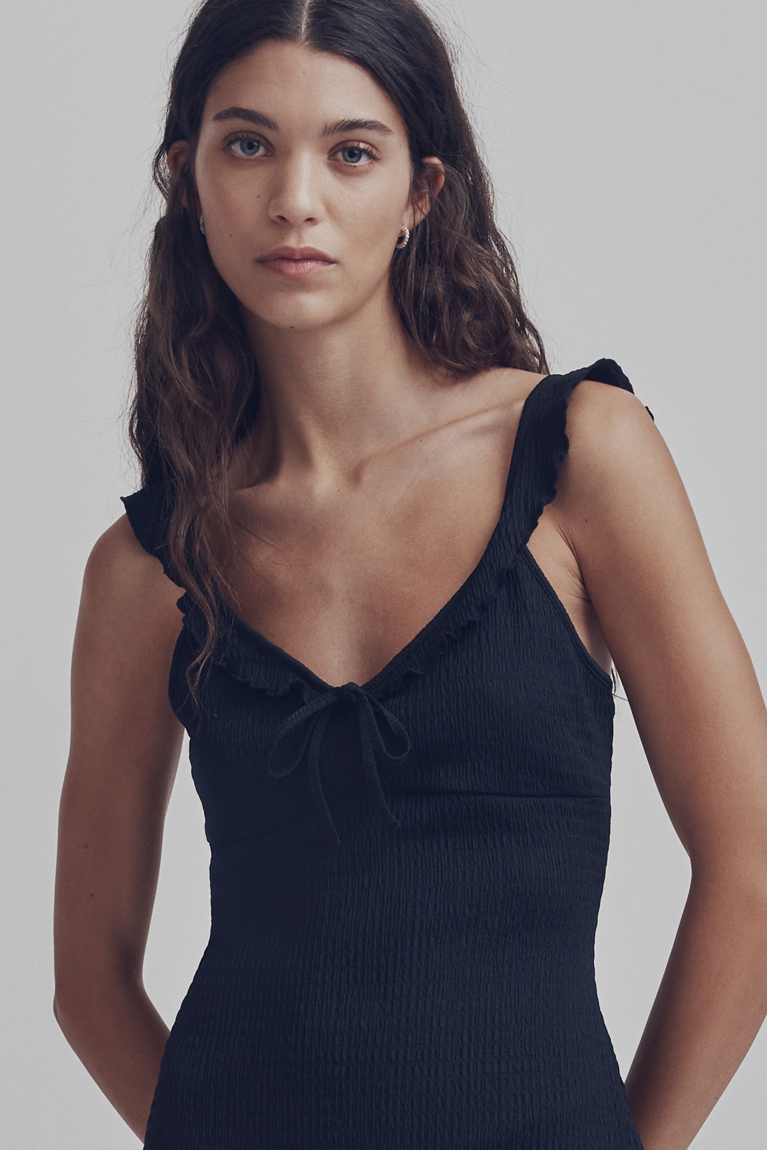 Vestido en punto texturizado - Negro/Ciruela - 5