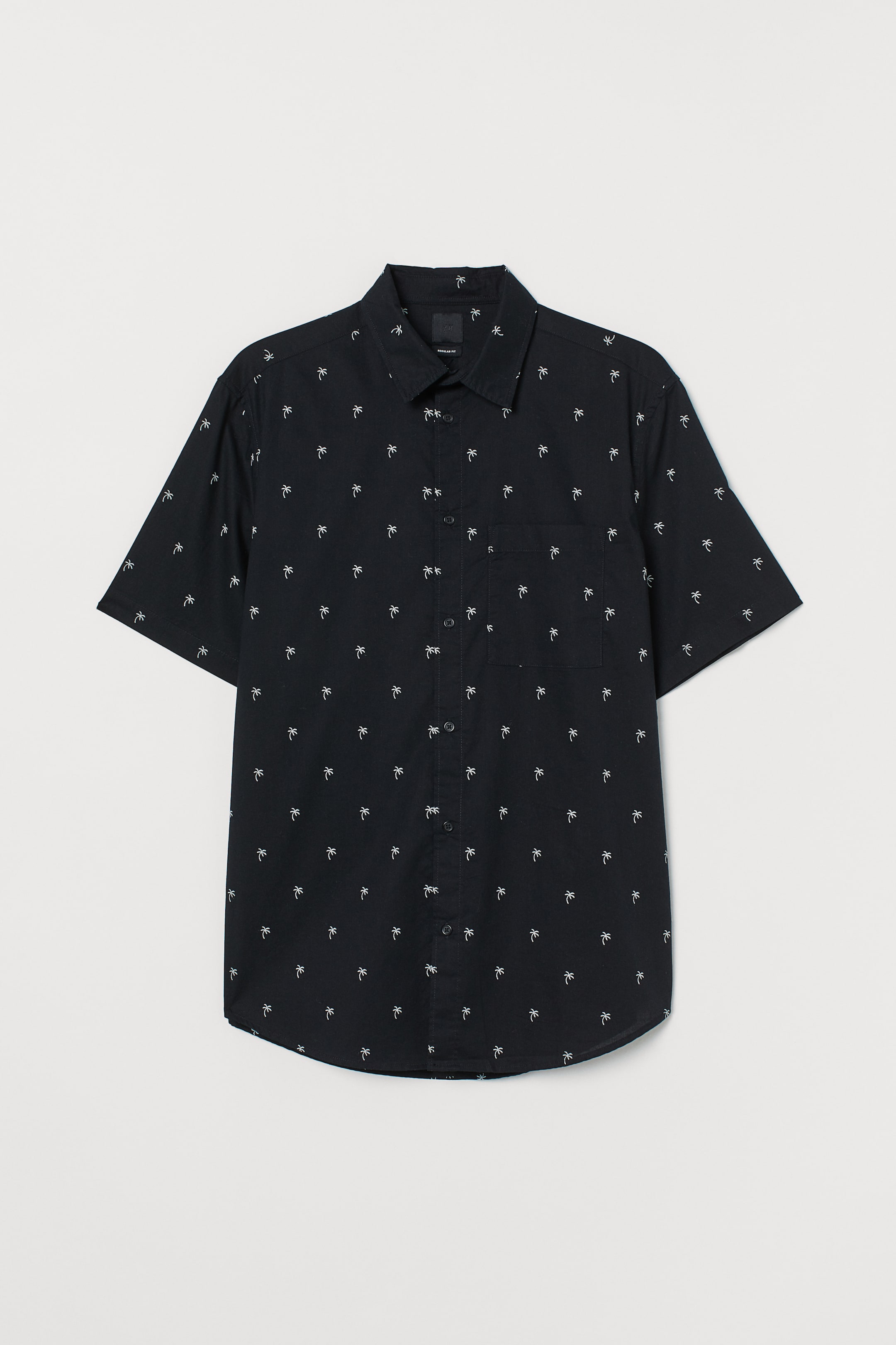 View larger image: Cotton shirt Regular Fit - Black/Palm trees - Men | H&M 1