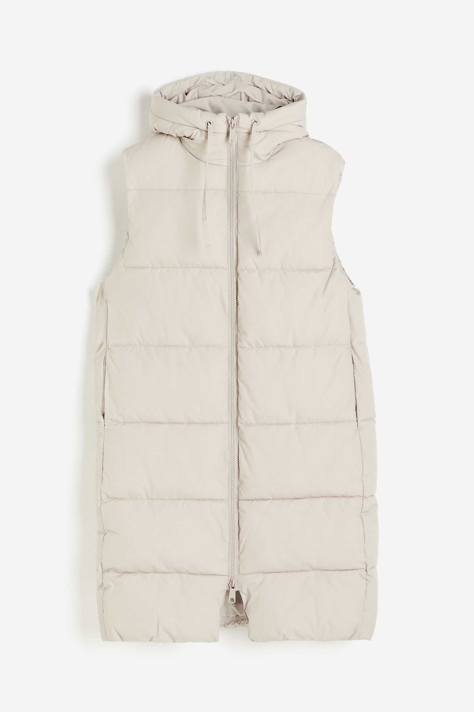 Hooded puffer gilet - Light beige/Light beige/Dark khaki green/Black - 1