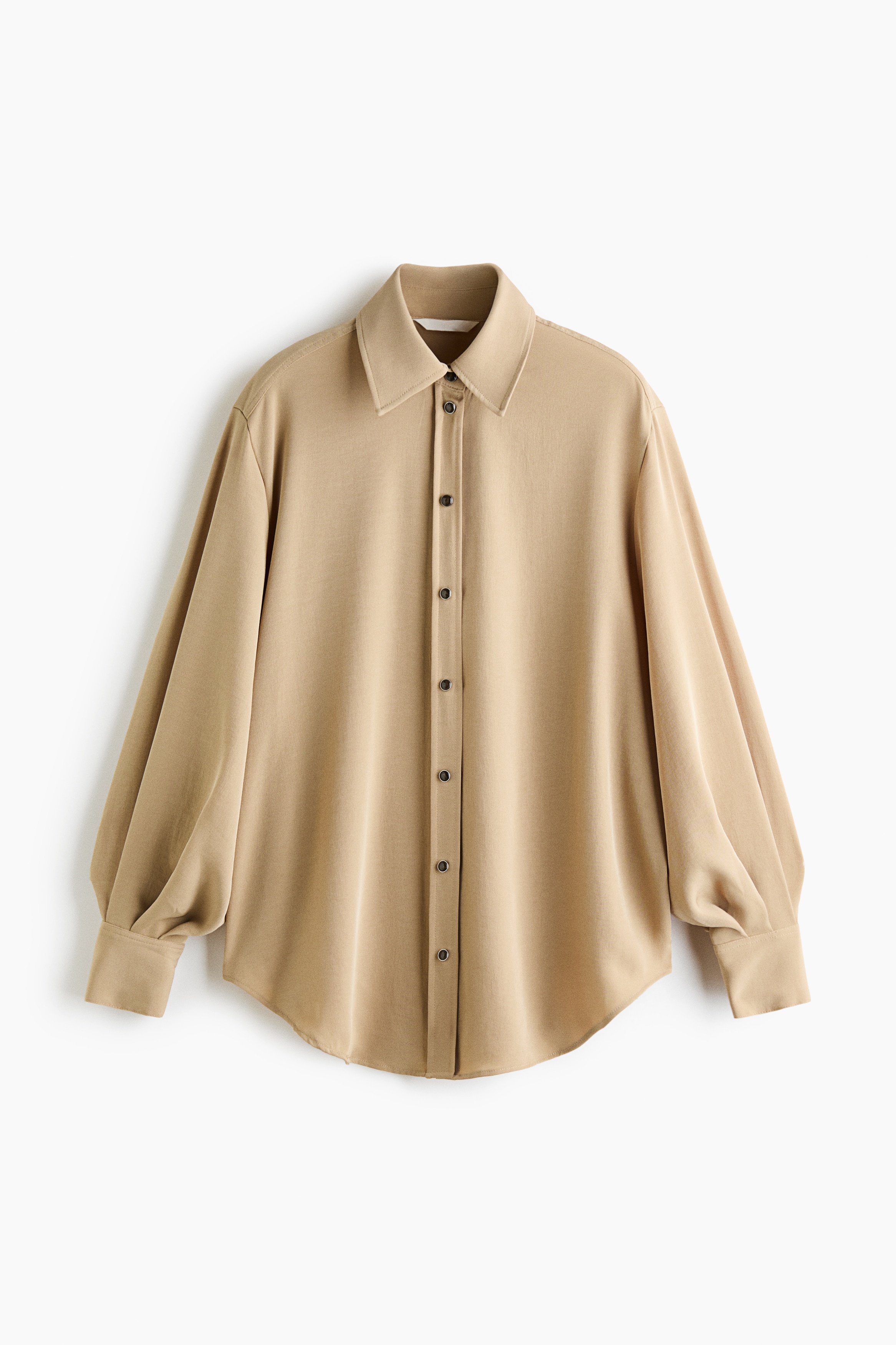 Oversized puff-sleeved shirt - Beige/Black