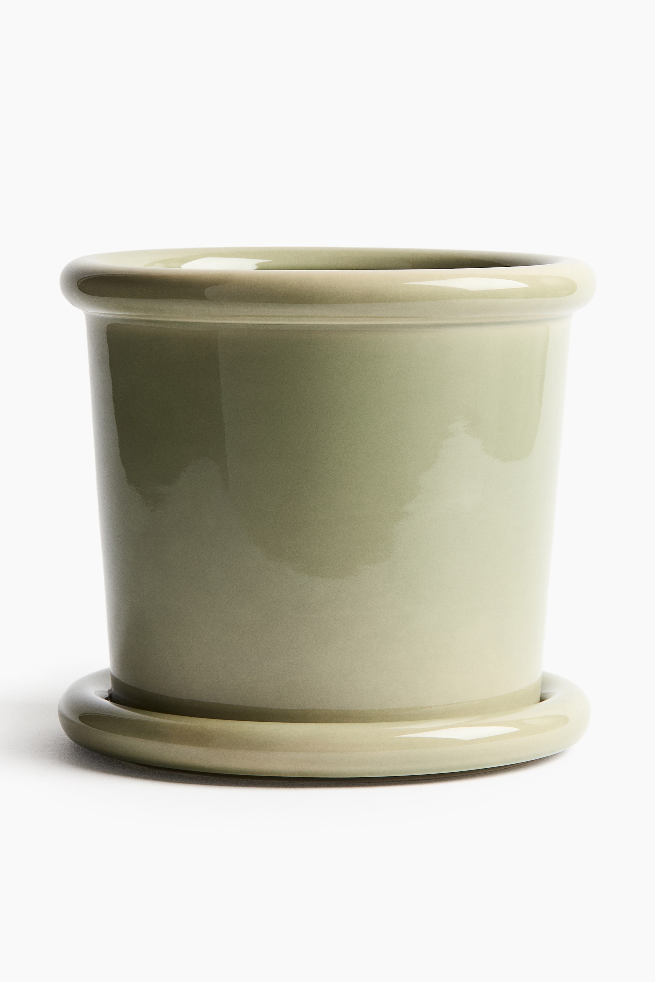 View larger image: Large stoneware plant pot with saucer - Light green - Home All | H&M IN 1