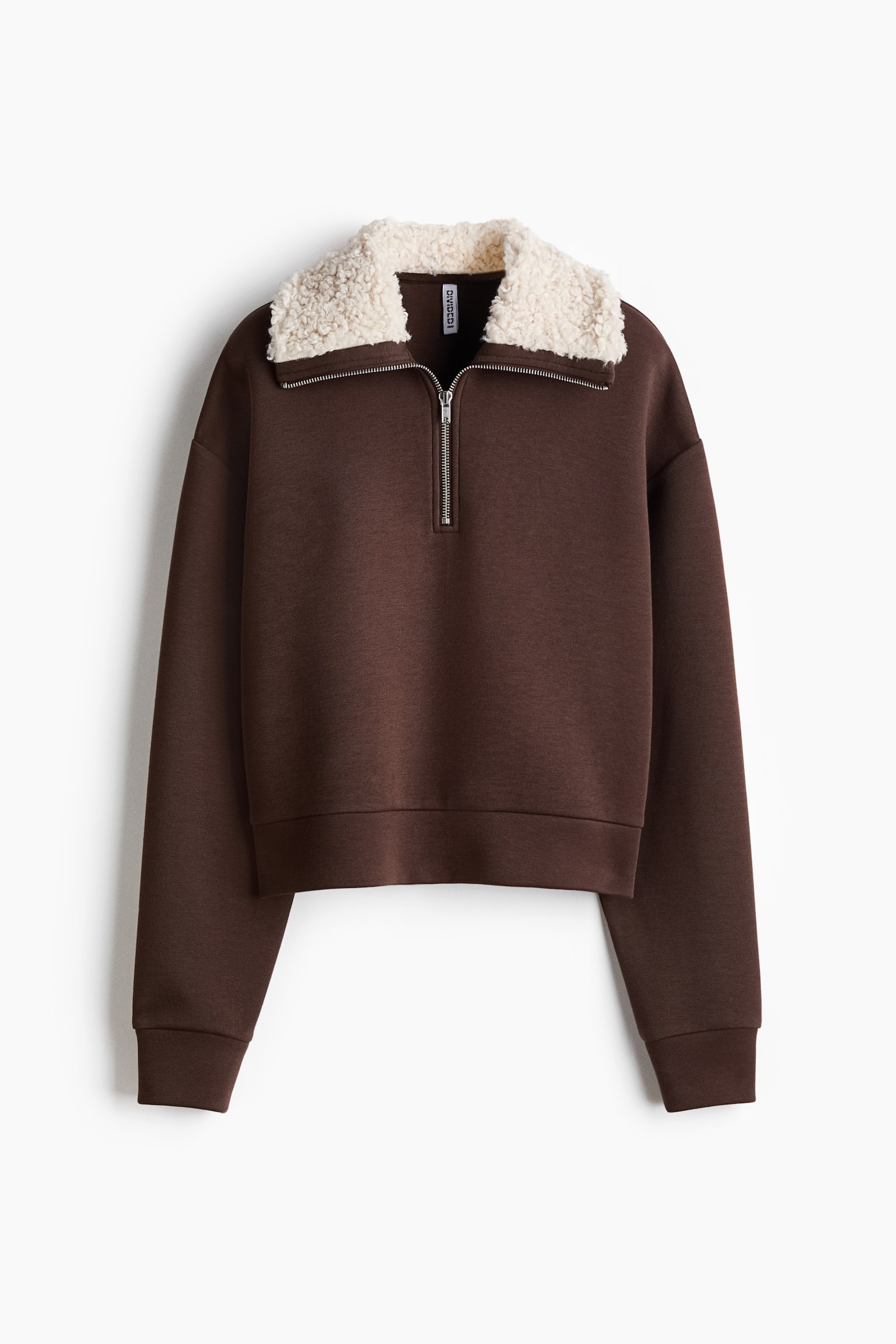 Женский свитшот H&M Half-Zip Scuba, цвет: Тёмный коричневый — фото 1