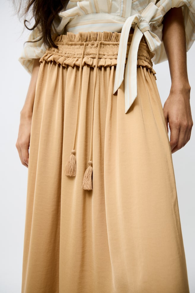 Falda maxi con borlas-Beige oscuro - 4
