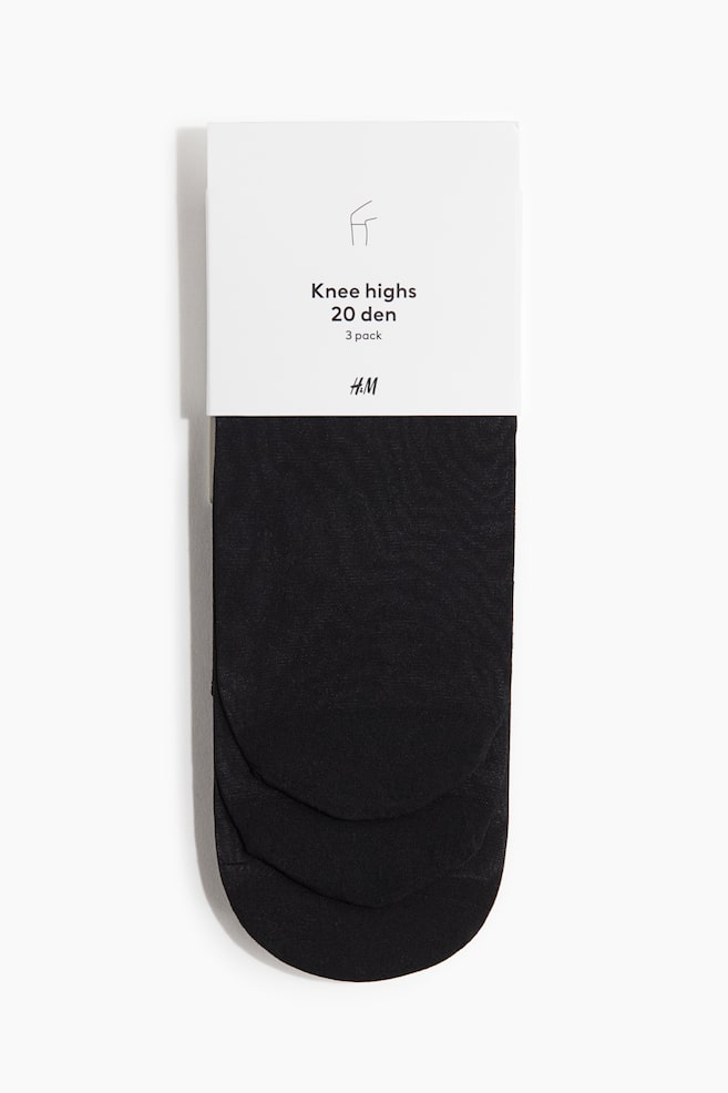 3-pack knee socks 20 denier - Black - 1