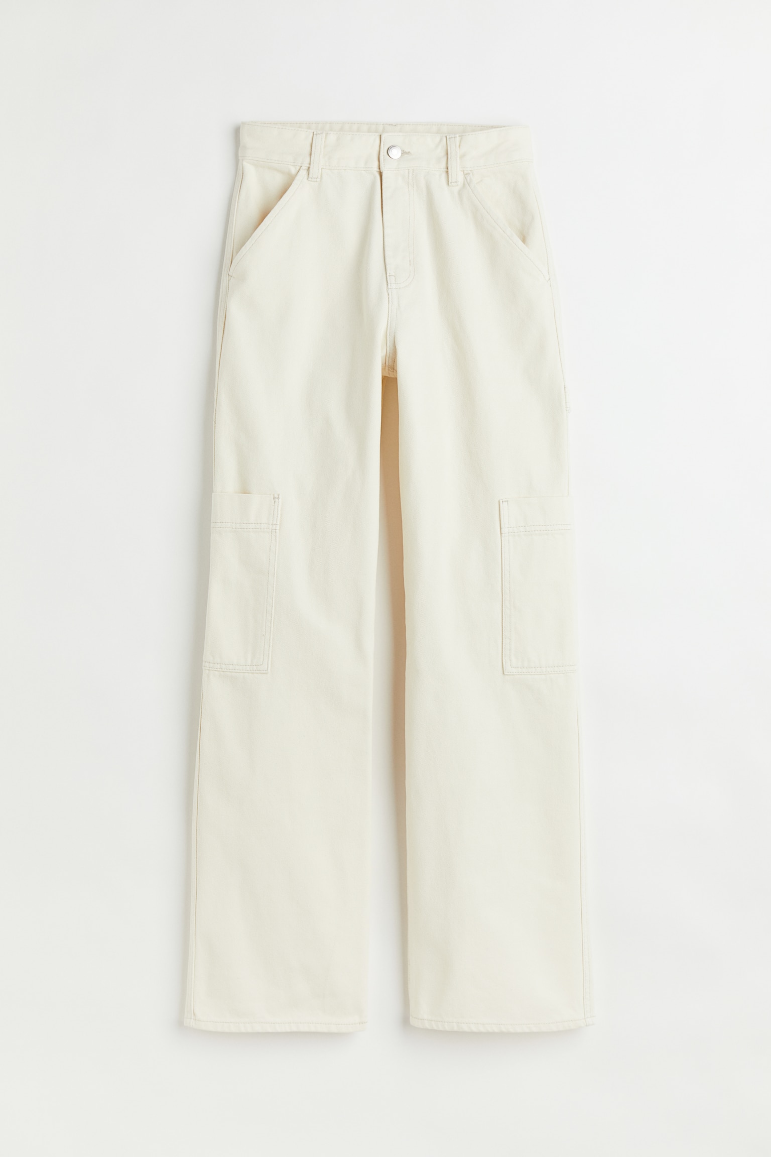 Wide cargo trousers - Natural white/Denim blue - 1