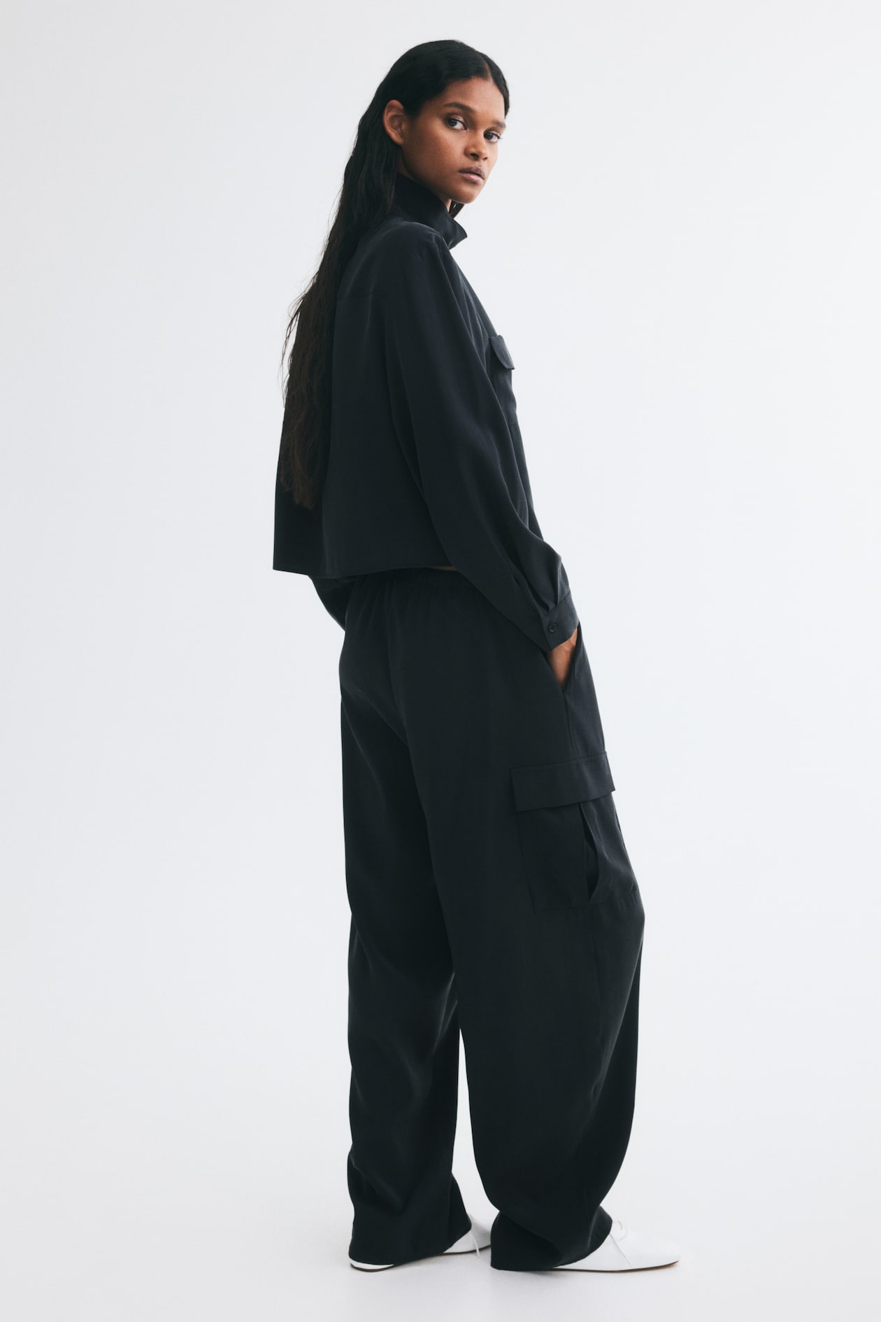 H&M Women's Dark gray Viscose-Blend Pull-On Pants | H&M US
