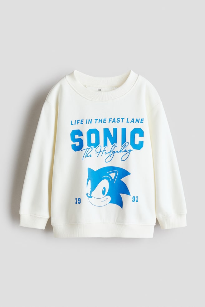 Print-motif sweatshirt - White/Sonic the Hedgehog/Light yellow/Pokémon - 1
