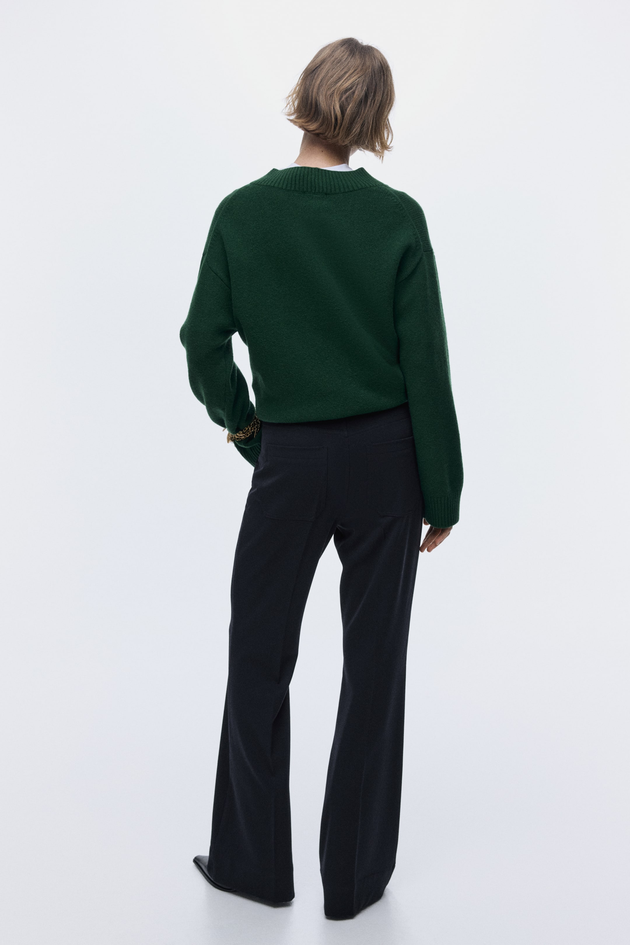 Ampliar la imagen: Pantalón acampanado en sarga - Azul marino - Ladies | H&M MX 4