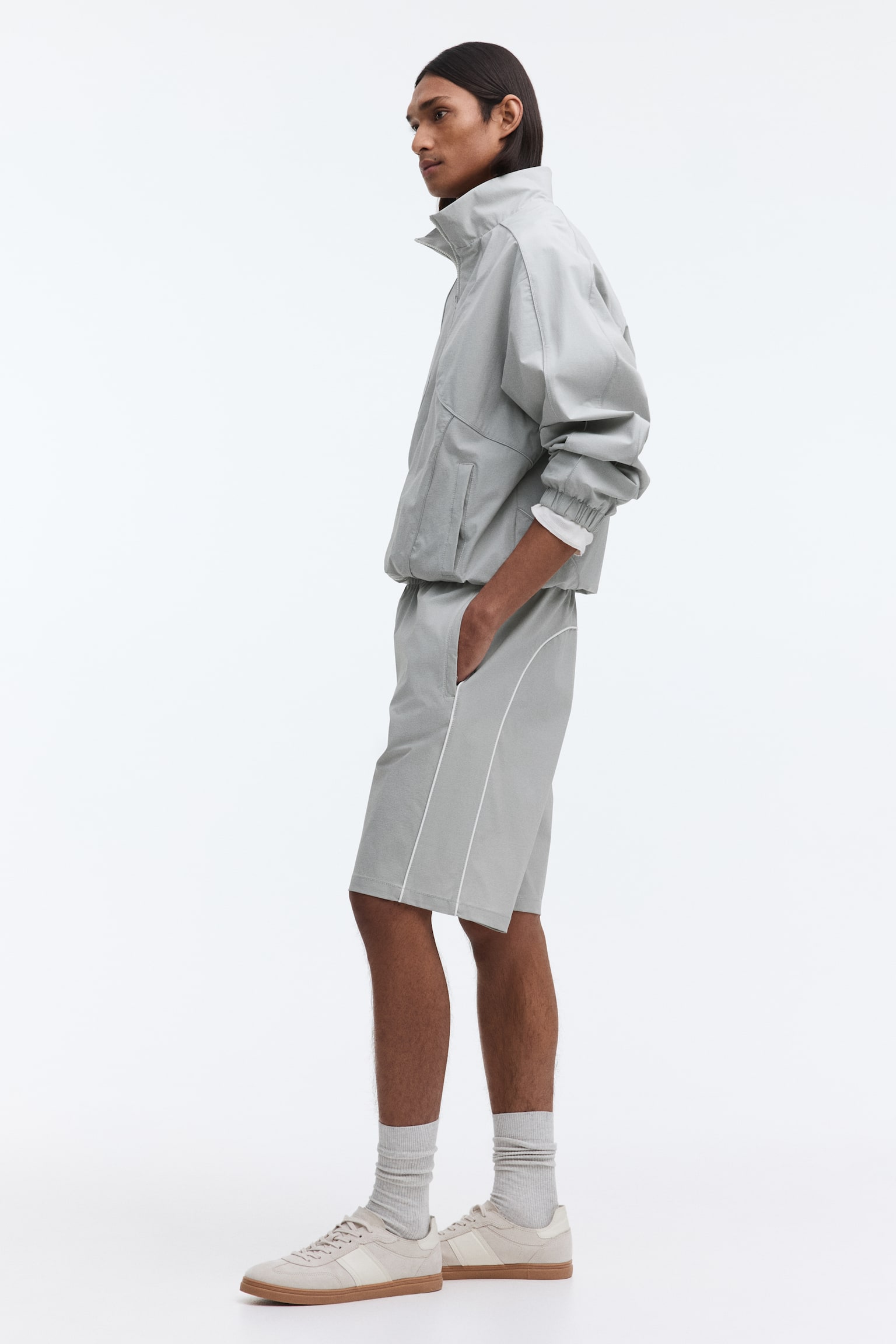Knee-Length Shorts-Light gray - 6
