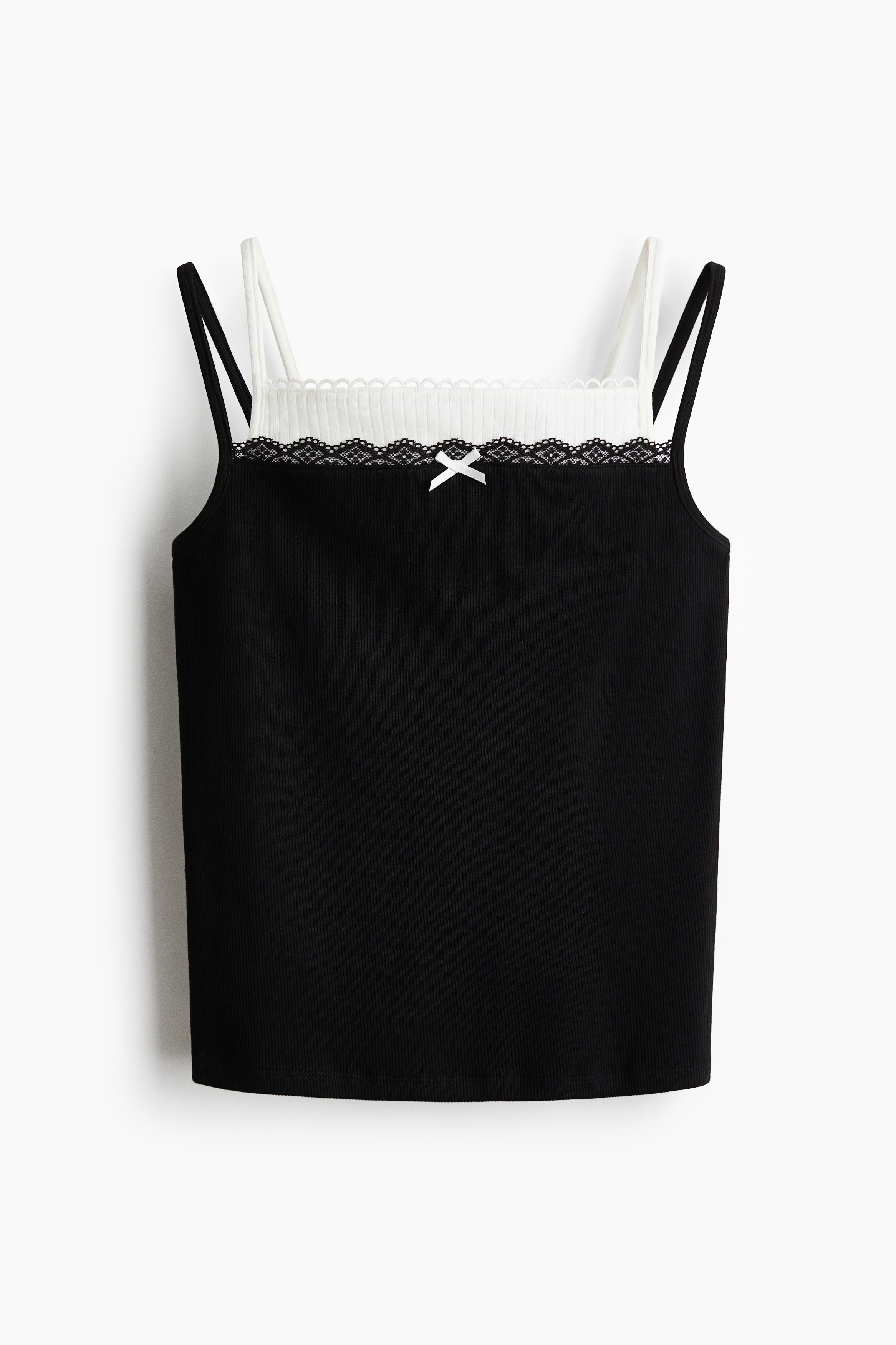 レイヤードキャミトップス - ブラック/グレー