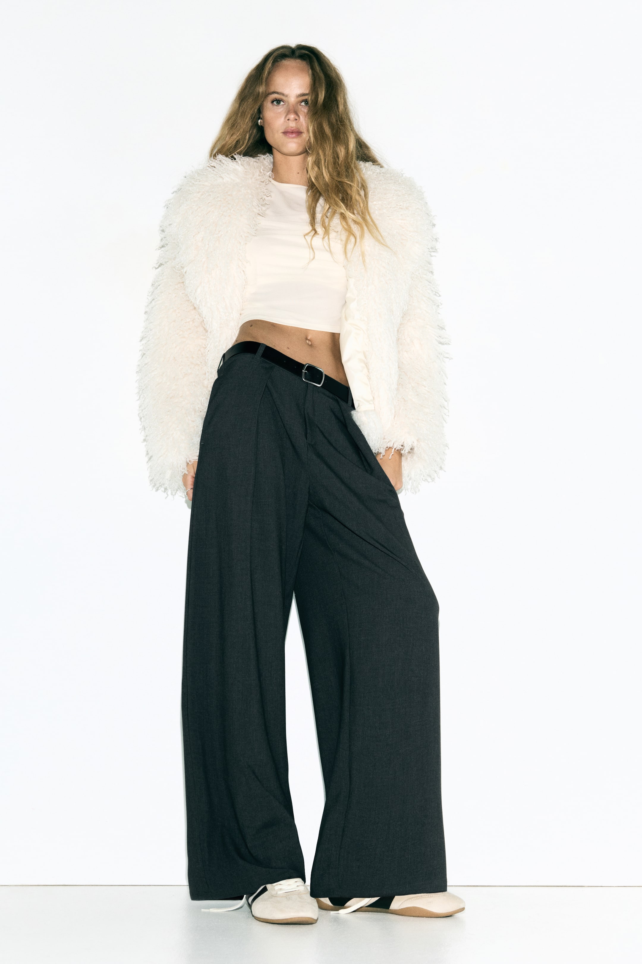 View larger image: Belted barrel trousers - Dark grey - Ladies | H&M 1