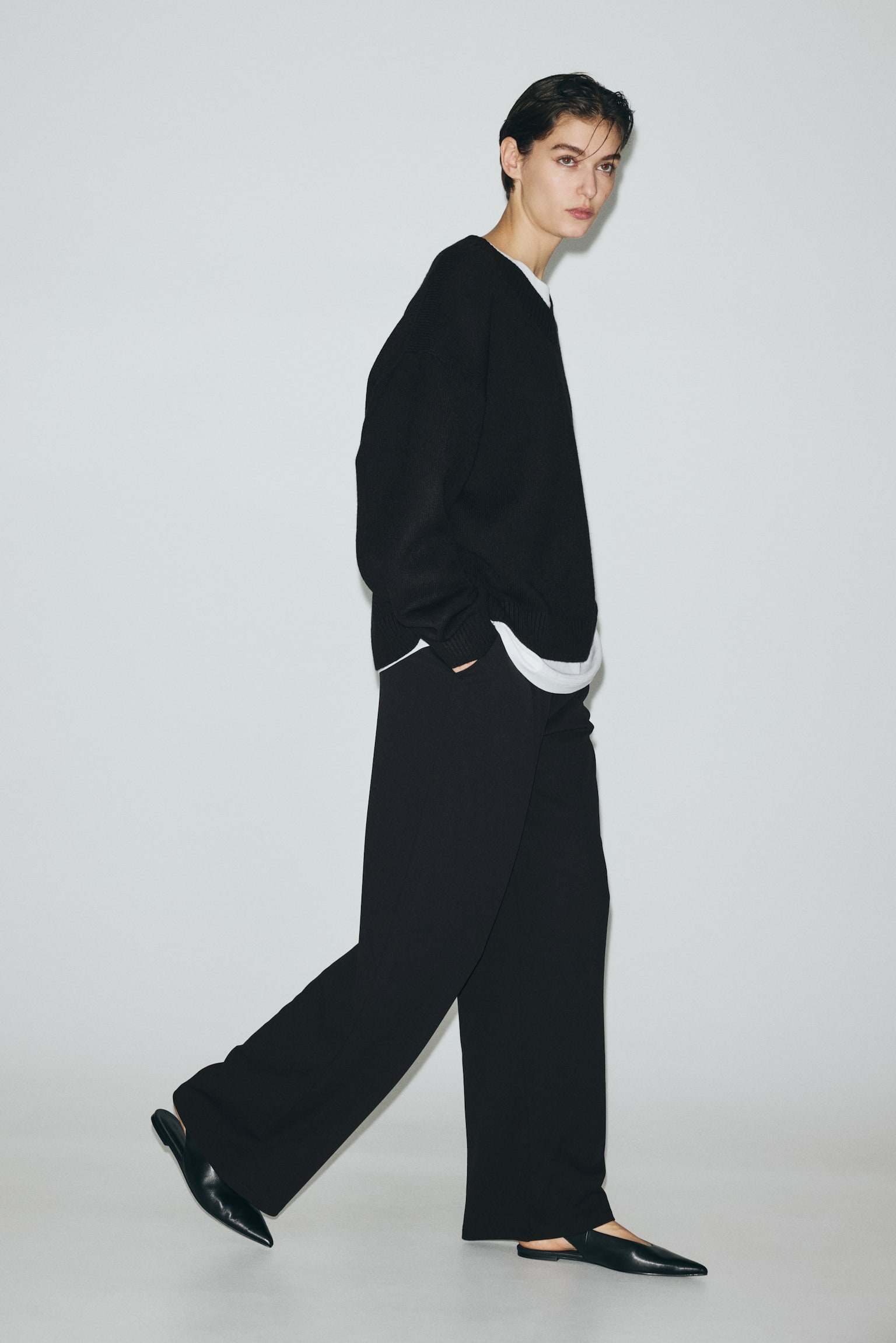 Wide trousers - Black/Dark grey marl/Pinstriped/Dark brown/Dark brown/Greige marl - 1