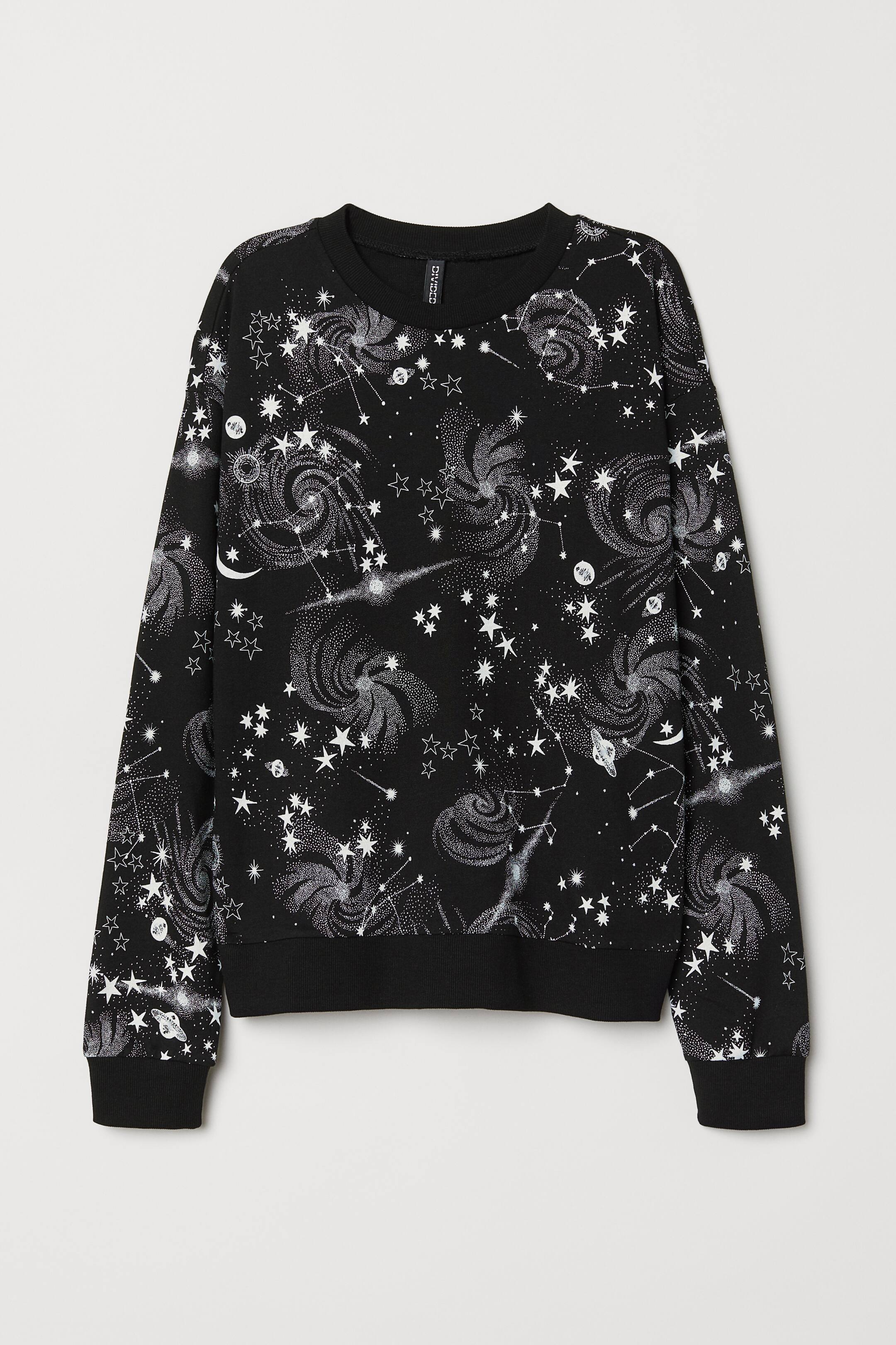 Größeres Bild ansehen: Bedrucktes Sweatshirt - Schwarz/Sternenhimmel - Ladies | H&M DE 1