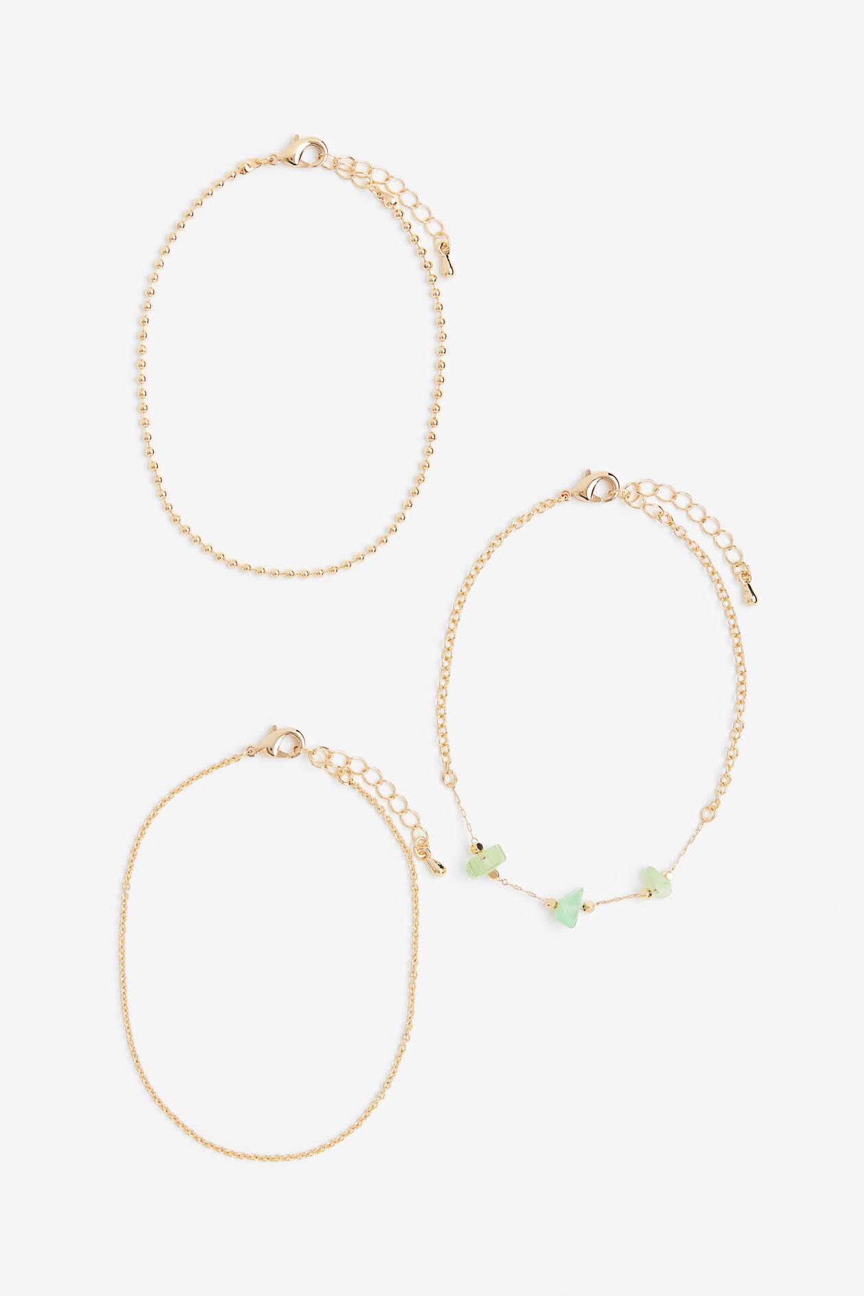 3pack anklets Goldcoloured/Green Ladies H&M GB