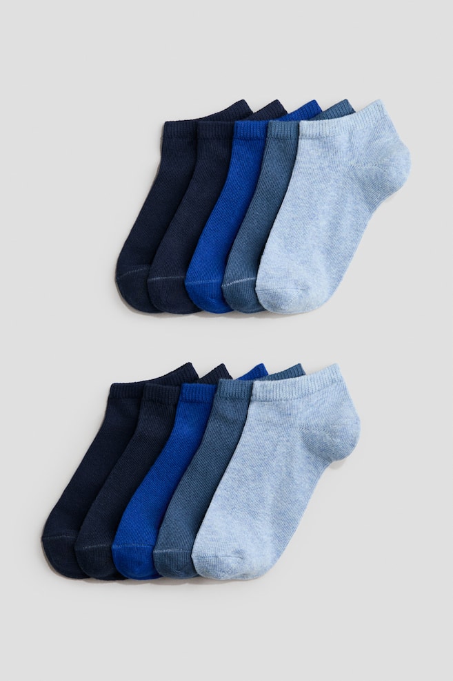 Set de 10 perechi de șosete scurte - Albastru/bleumarin/Alb/Gri-melanj/negru/Negru/Verde-deschis/albastru-deschis/Verde/albastru-deschis - 1