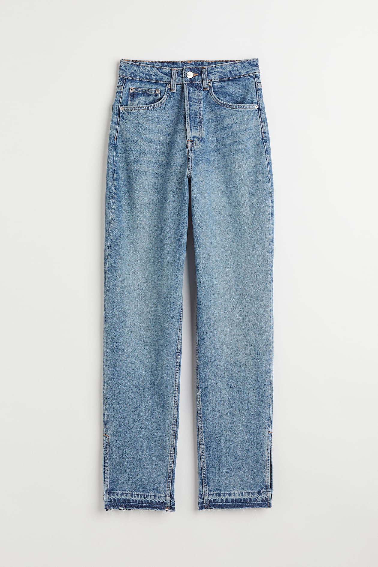 Straight High Jeans - High waist - Long - Light denim blue - Ladies | H ...