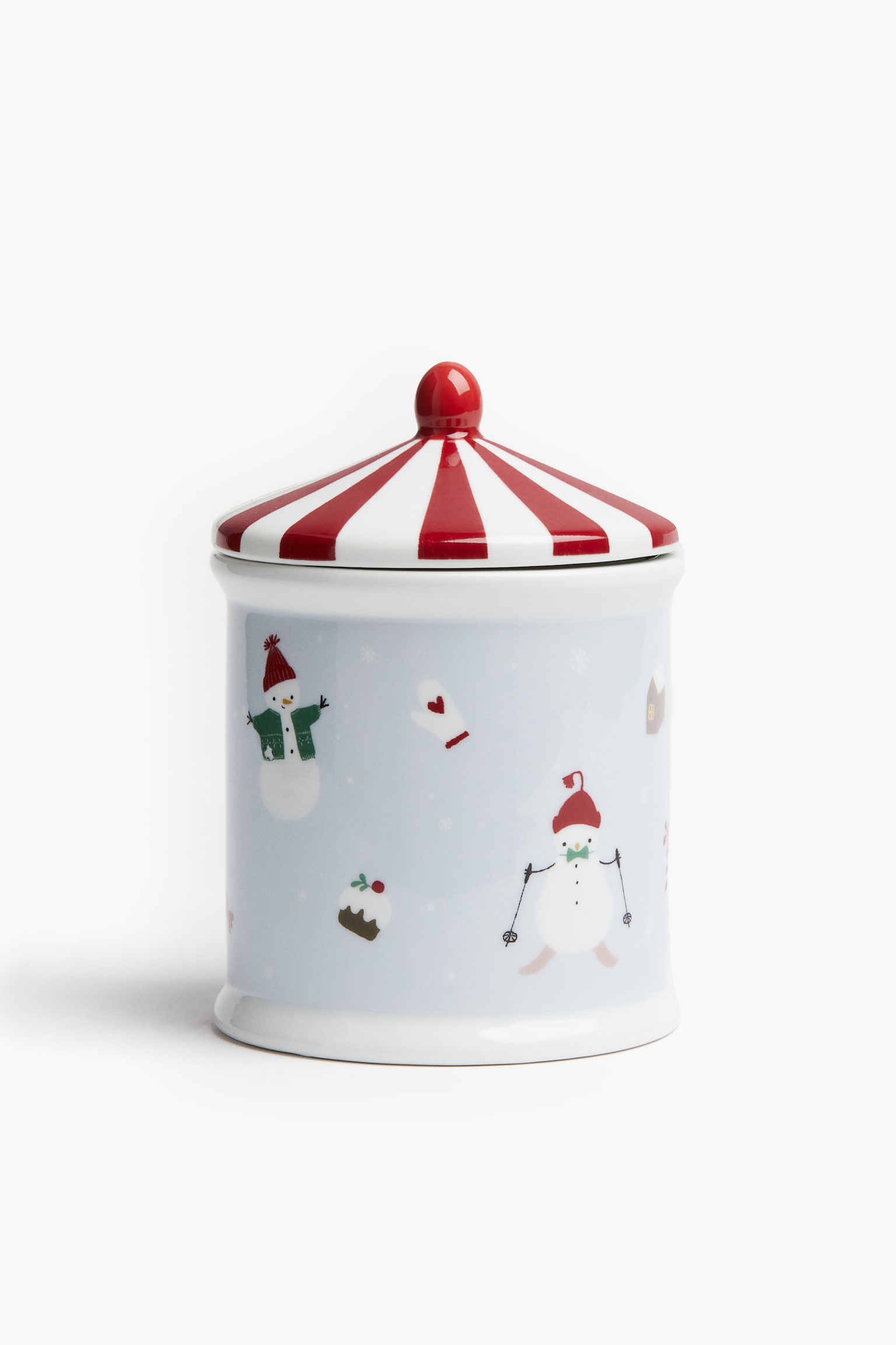 Porcelain biscuit jar - Light blue/Snowman - 1